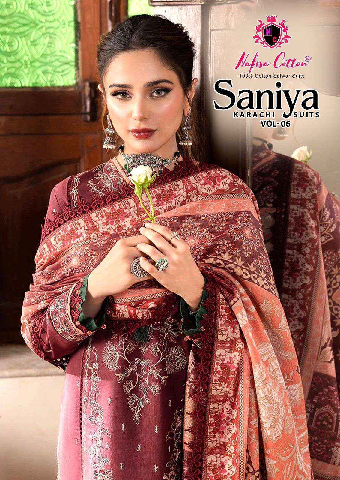 Nafisa Cotton Saniya Karachi Suits Vol-6 Cotton Dress Material (6 pcs Catalogue)