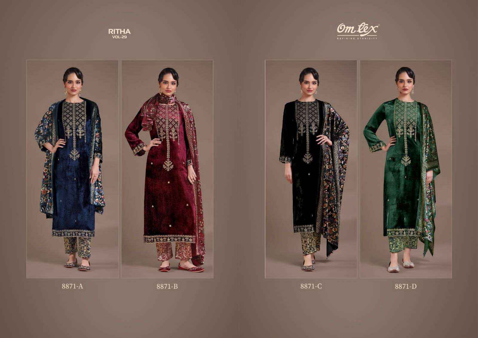 Omtex Ritha Vol-29 Velvet Dress Material (4 pcs Catalogue)