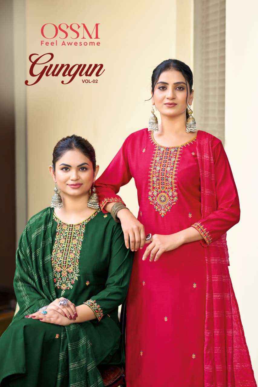 Ossm Gungun Vol-2 Viscose Silk Readymade Suit (6 pcs Catalogue)