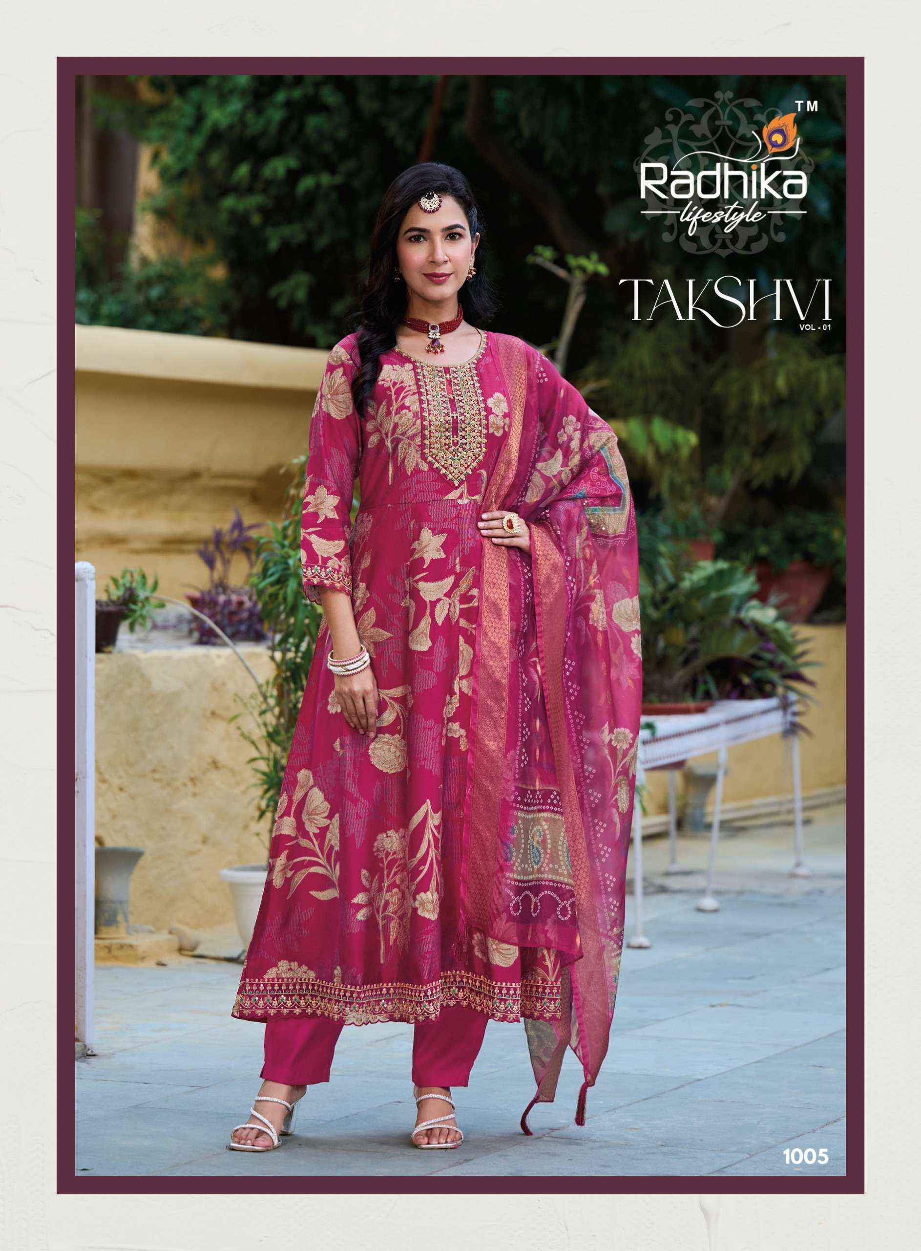 Radhika Lifestyle Takshvi Vol-1 Vertican Silk Readymade Suit (6 pcs Catalogue)