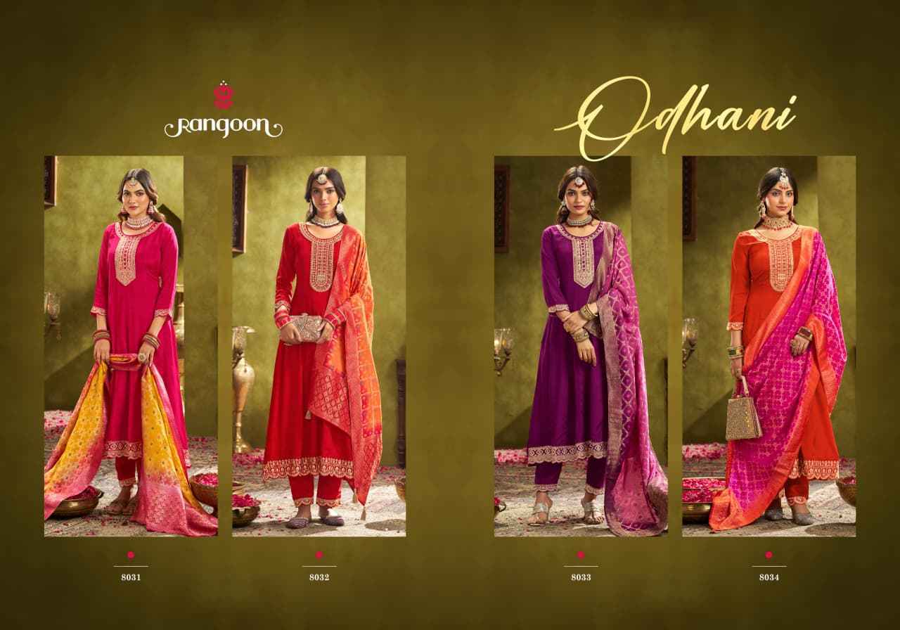 Rangoon Odhani Readymade Chinon Silk Dress (4 pcs Catalogue)