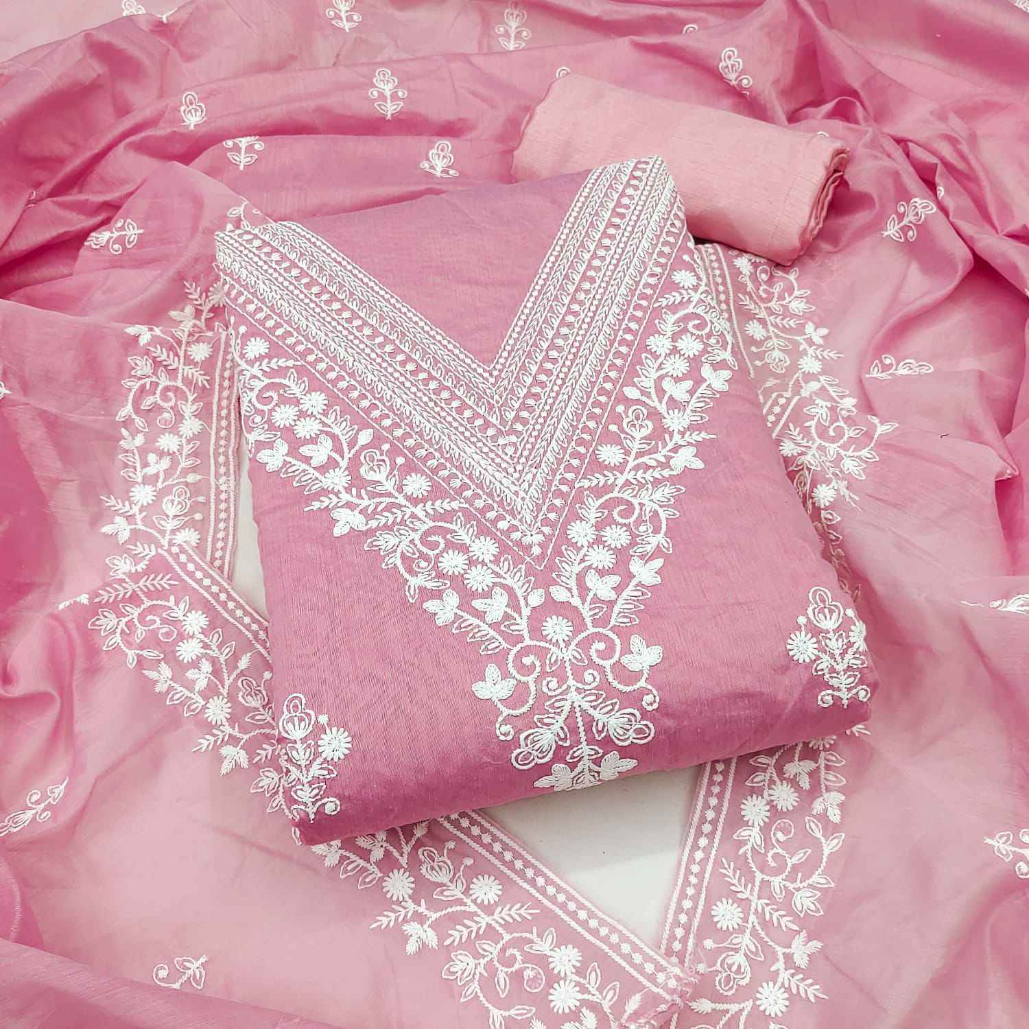 RN 113 Non Catalogue Chanderi Dress Material (5 pcs Catalogue)