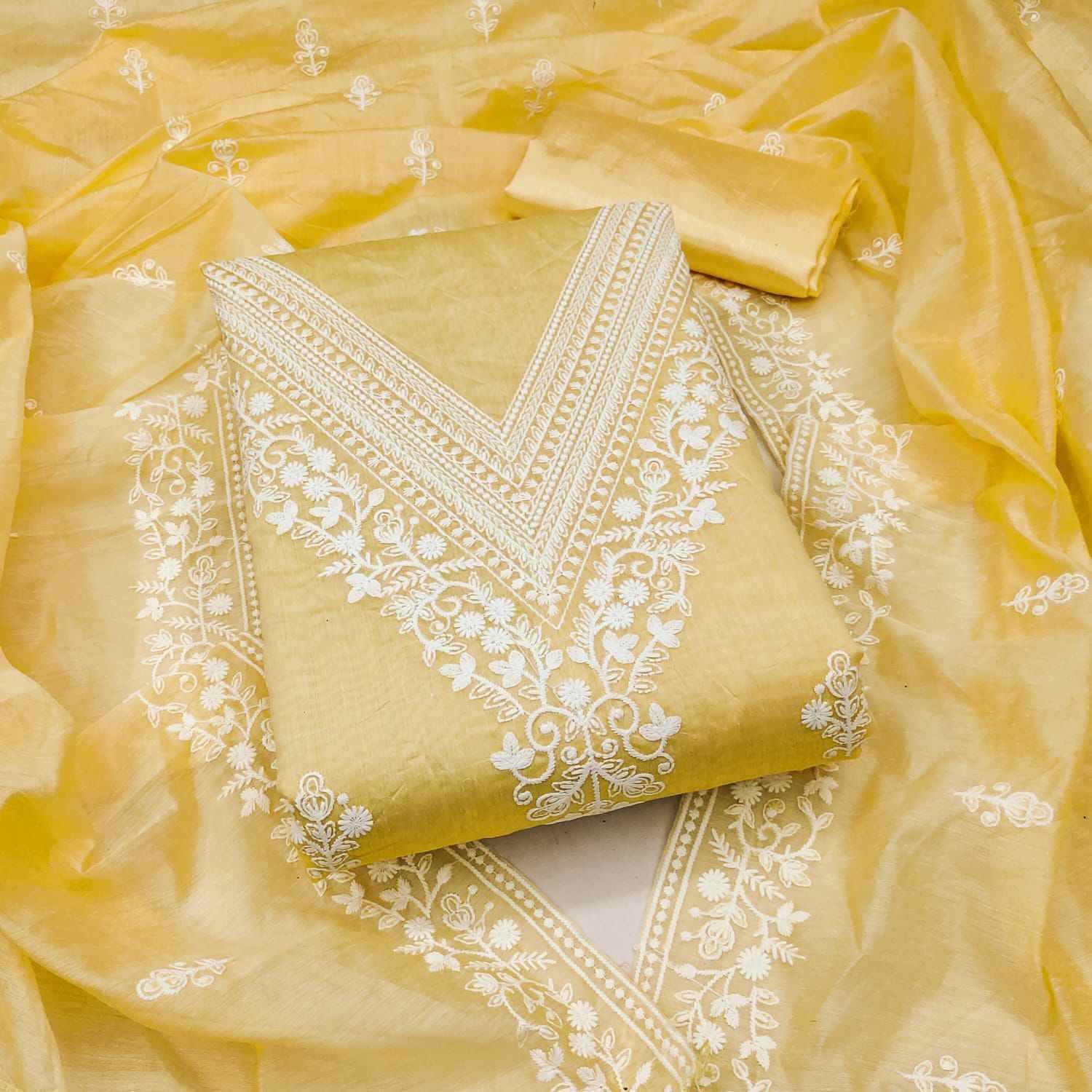 RN 113 Non Catalogue Chanderi Dress Material (5 pcs Catalogue)