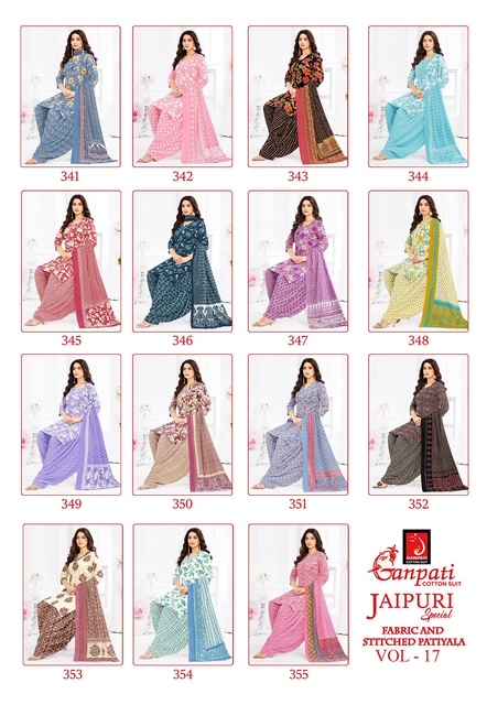 Ganpati Jaipuri Special Patiyala Vol-17 Cotton Dress Material (15 pcs Catalogue)