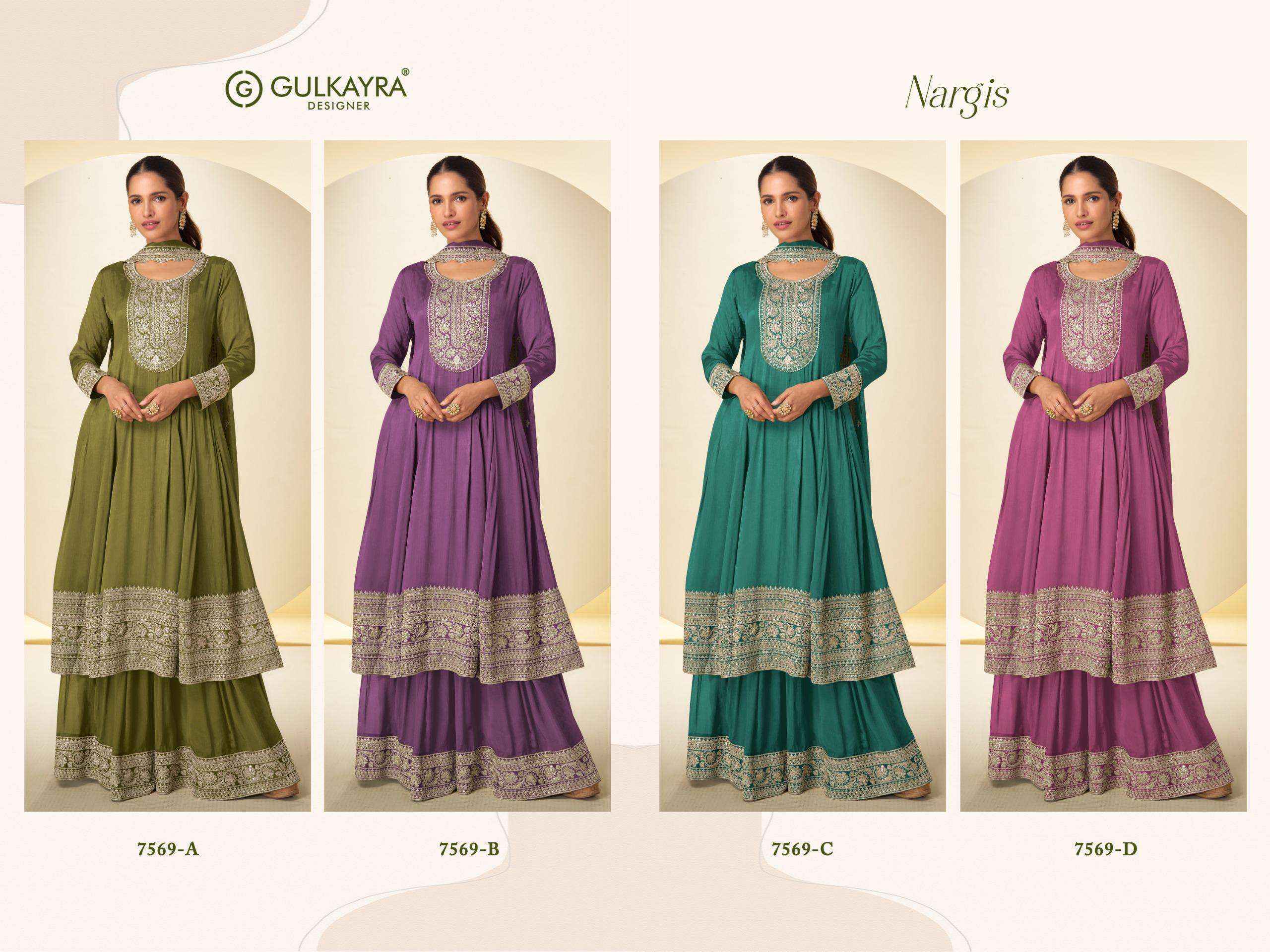 Gulkayra Designer Nargis Readymade Chinon Dress (4 Pc Catalouge)