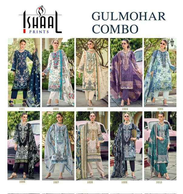 Ishaal Prints Gulmohar Combo Lawn Cotton Dress Material (10 Pc Catalouge)