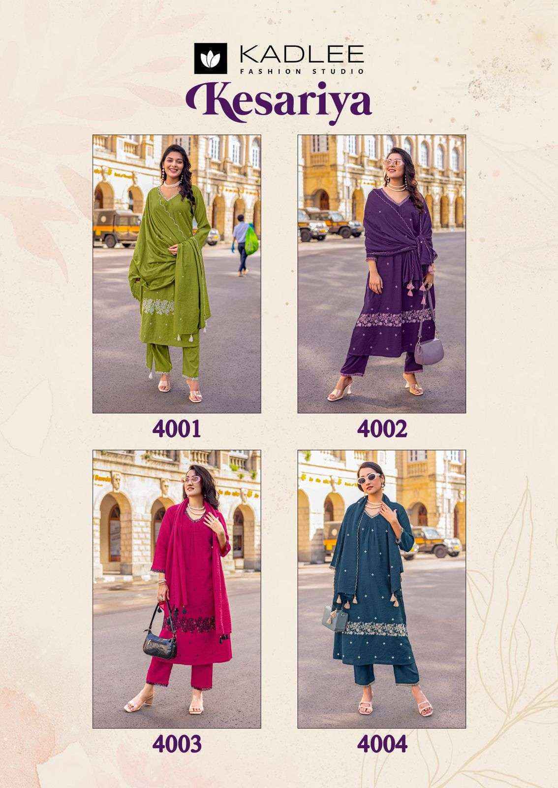 Kadlee Kesariya Viscose Readymade Suit (4 pcs Catalogue)