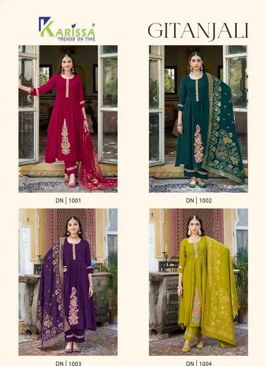 Karissa Gitanjali Viscose Silk Readymade Suit (4 pcs Catalogue)