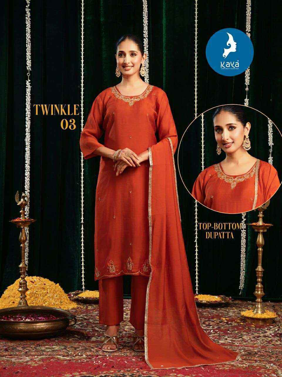 Kaya Twinkle Chanderi Readymade Suit (6 pcs Catalogue)