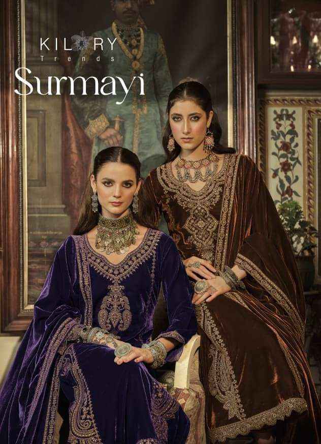 Kilory Trendz Surmayi Velvet Dress Material (6 pcs Catalogue)