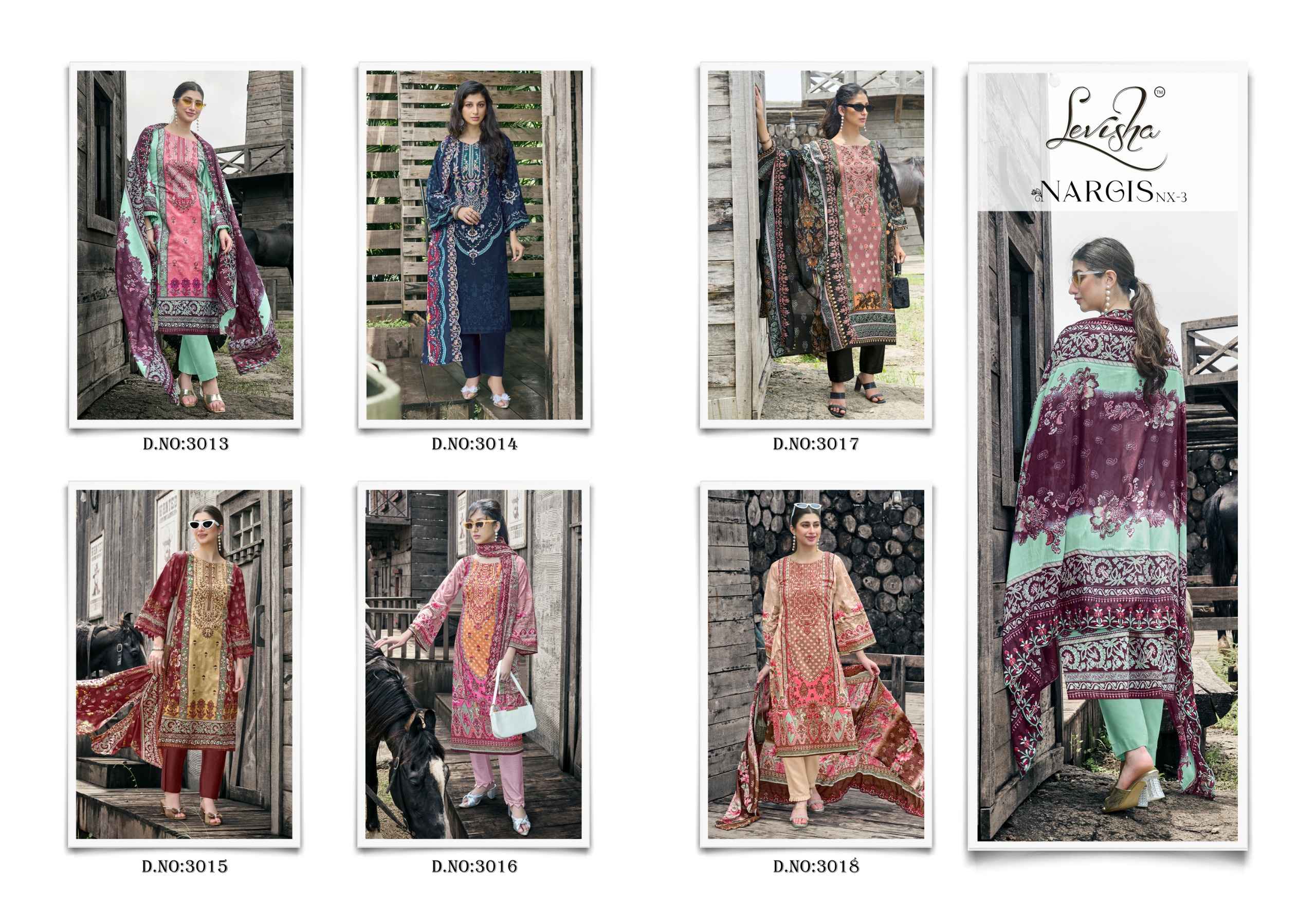 Levisha Nargis Nx Vol-3 Lawn Cotton Dress Material (6 pcs Catalogue)