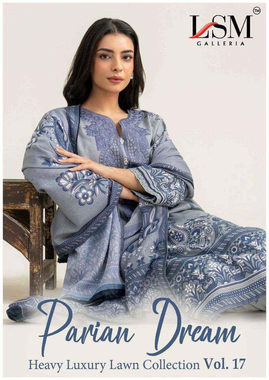 LSM Galleria Parian Dream Heavy Luxury Lawn Collection Vol-17 Lawn Dress Material (6 pcs Catalogue)