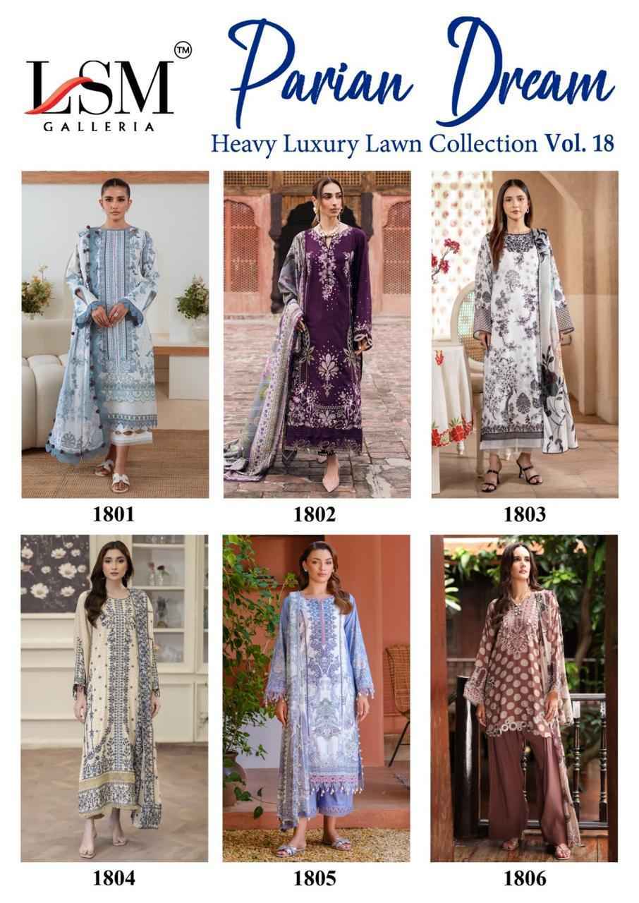 LSM Galleria Parian Dream Vol-18 Lawn Cotton Dress Material (6 pcs Catalogue)