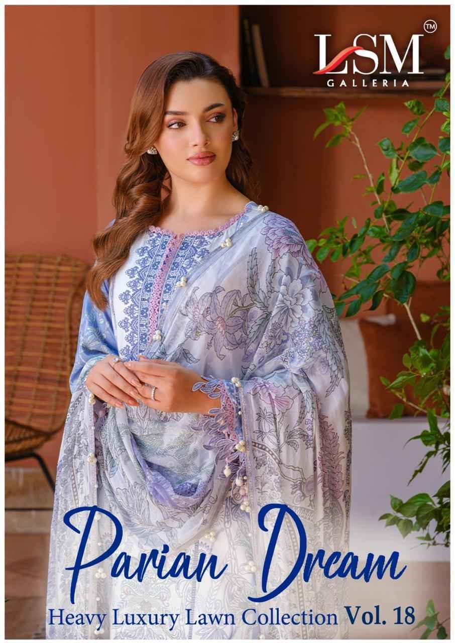 LSM Galleria Parian Dream Vol-18 Lawn Cotton Dress Material (6 pcs Catalogue)