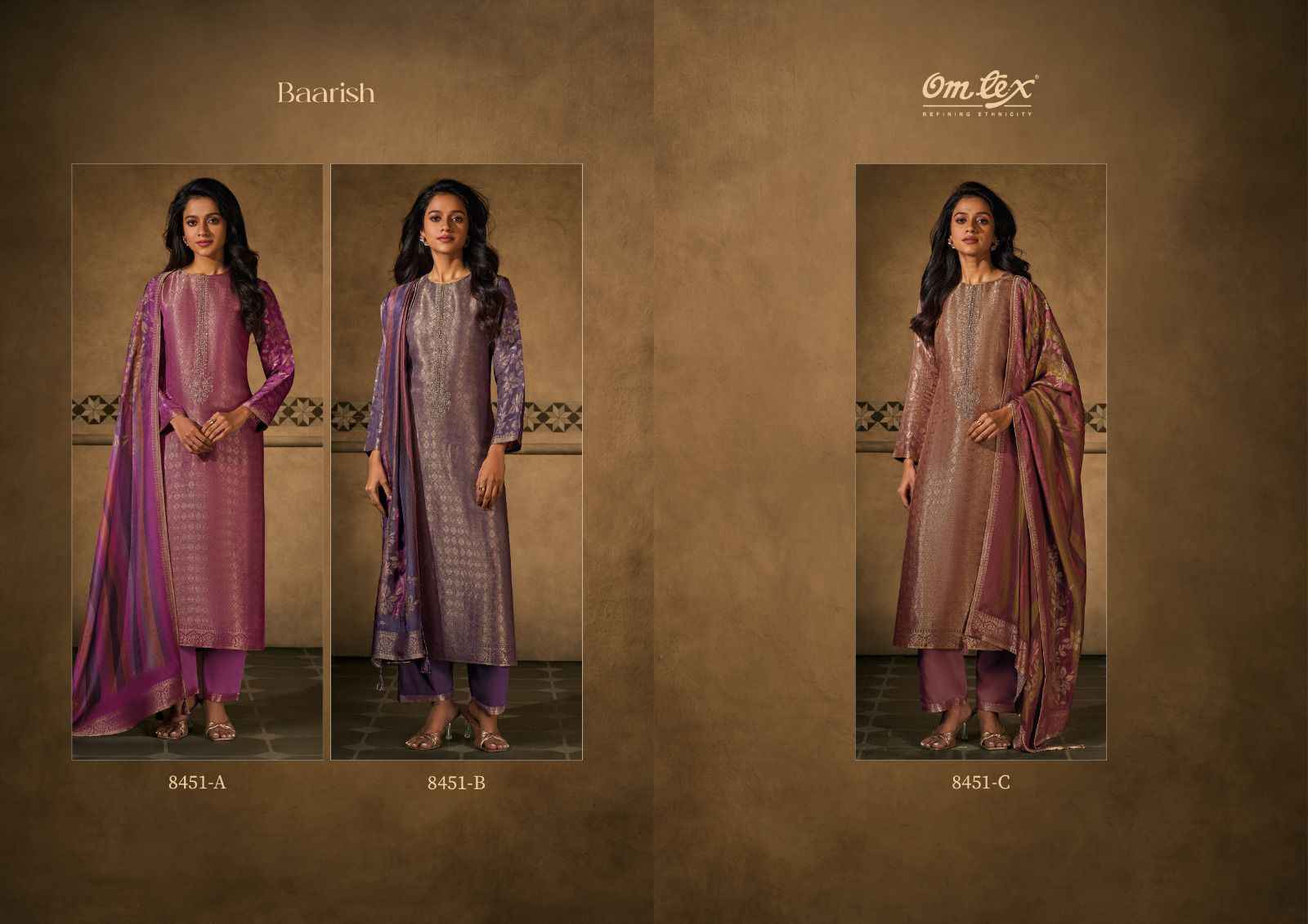 Omtex Baarish Karin Jacquared Dress Material (3 Pc Catalouge)