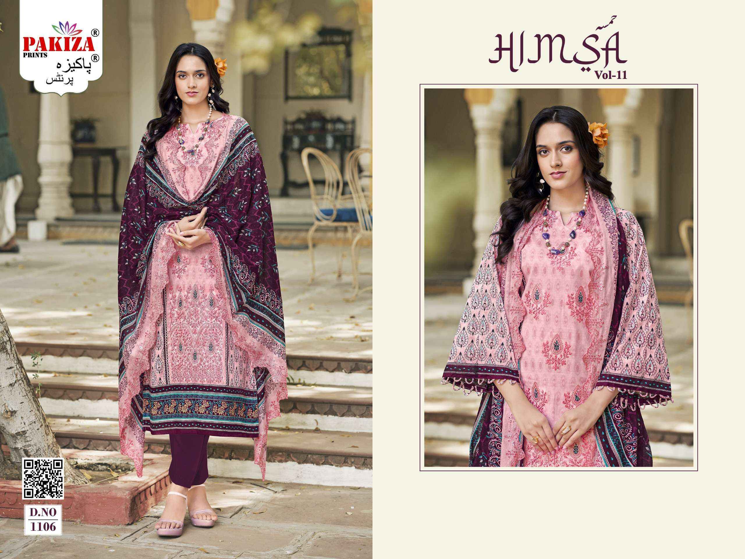 Pakiza Prints Himsa Vol-11 Lawn Cotton Dress Material (10 pcs Catalogue)