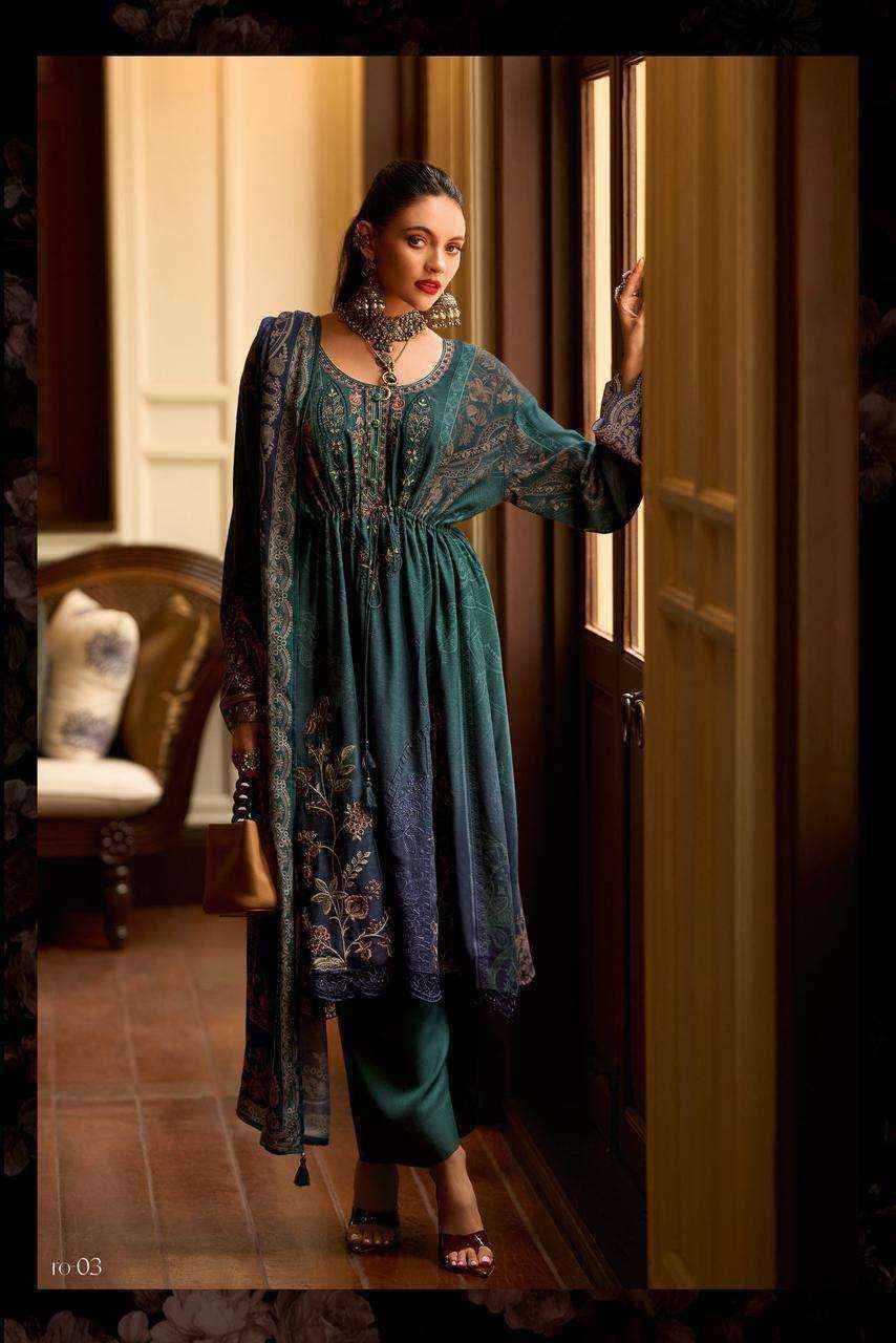 Varsha Pescombre Viscouse Pashmina Dress Material 4 pcs Catalogue