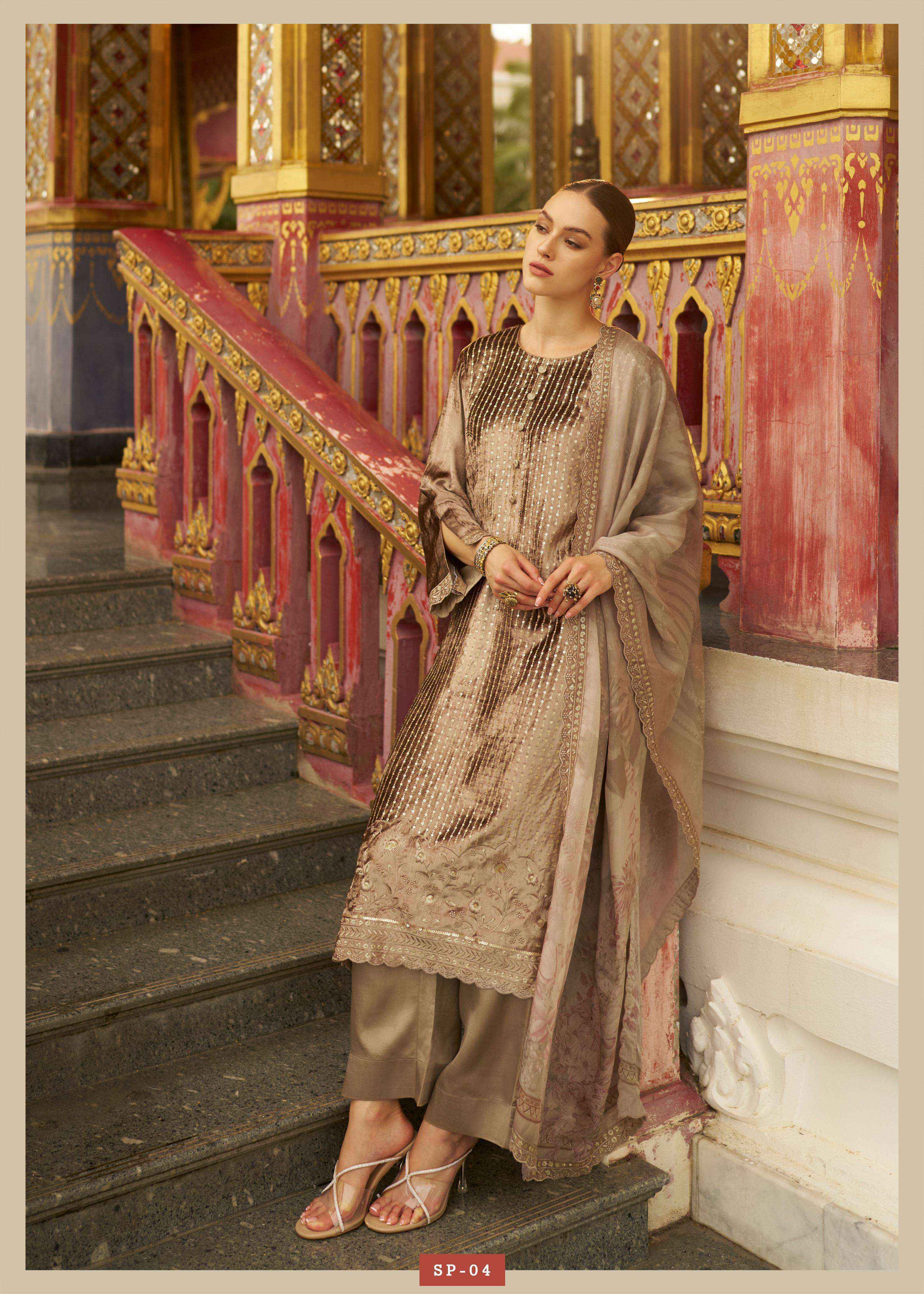 Varshaa Sapphire Velvet Dress Material 4 pcs Catalogue