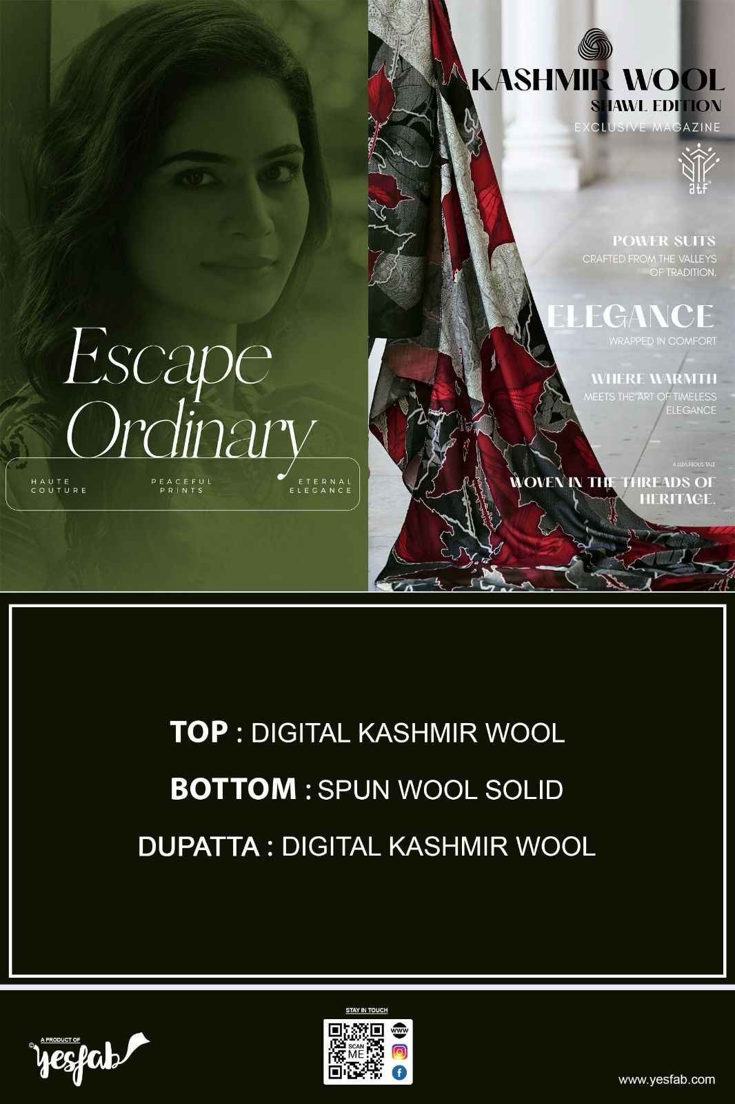 Yesfab kashmir Wool Dress Material 12 pcs Catalogue