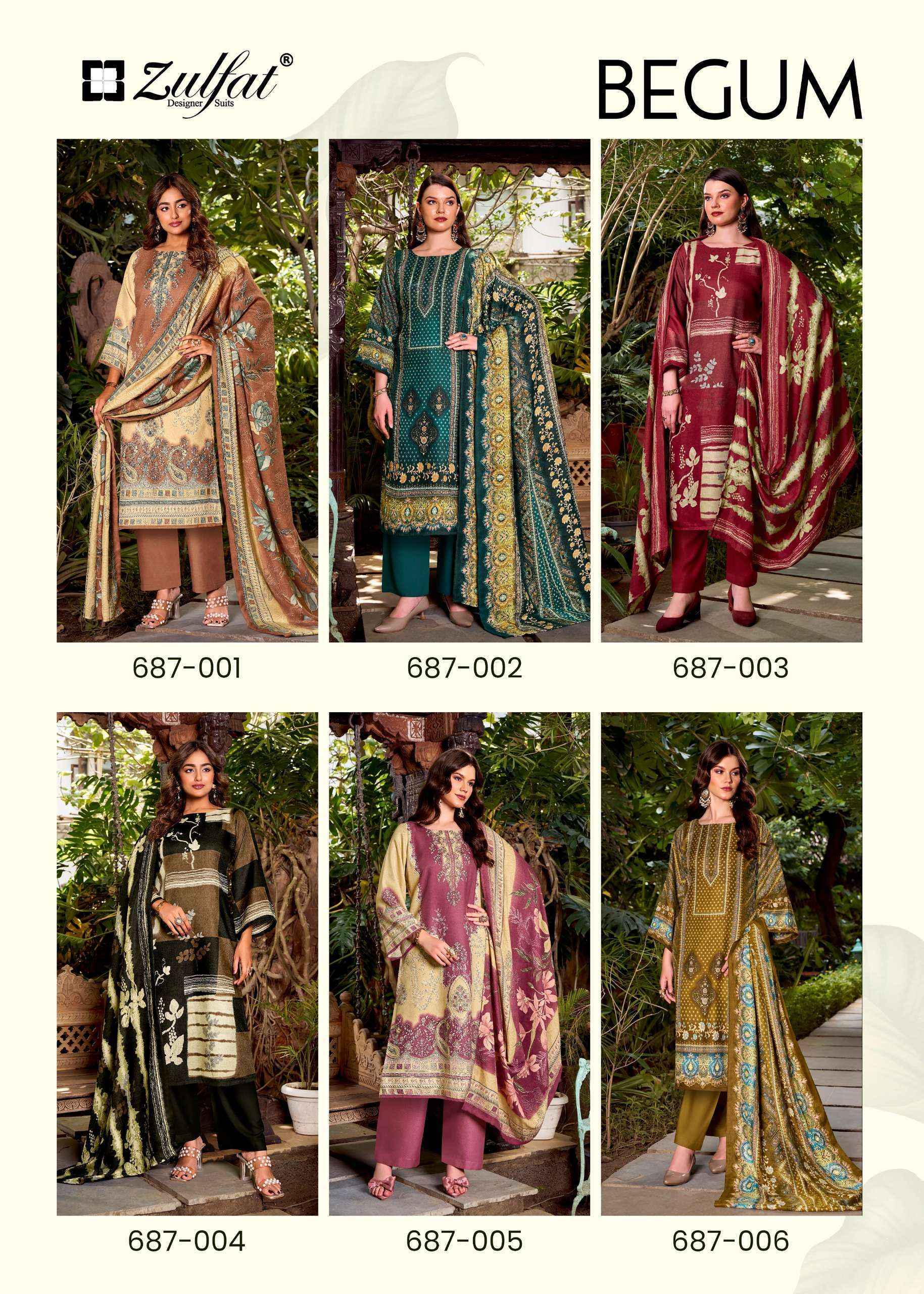Zulfat Begum Pashmina Dress Material 6 pcs Catalogue