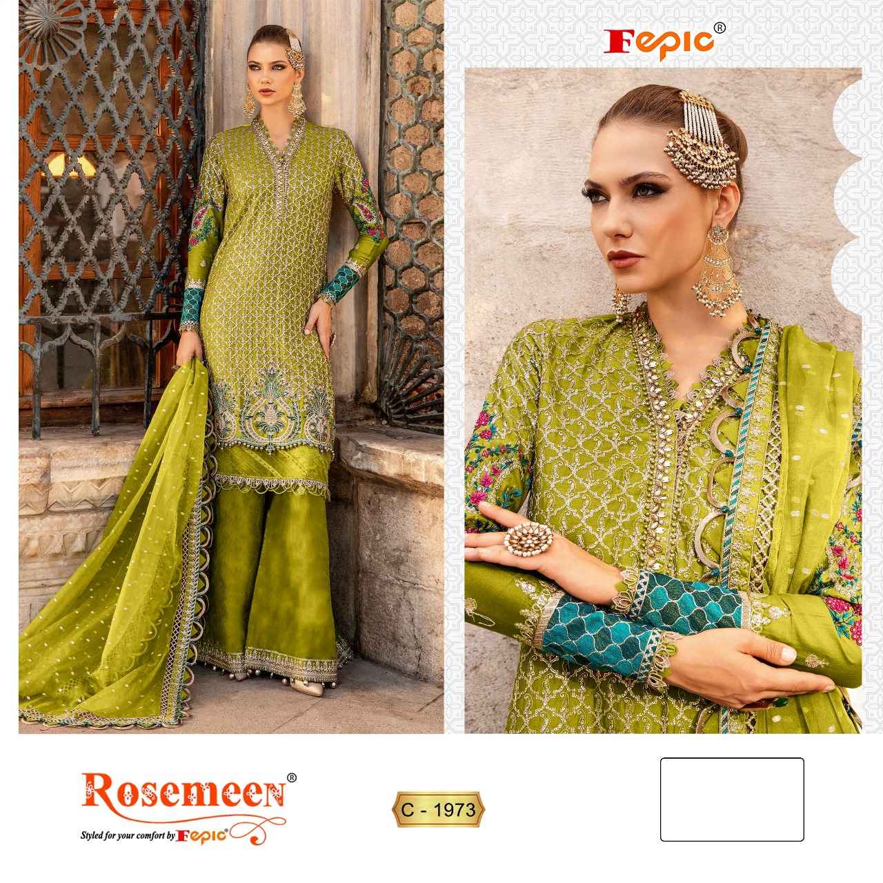 Fepic Rosemeen C-1973 Organza Dress Material (4 pcs Catalogue)