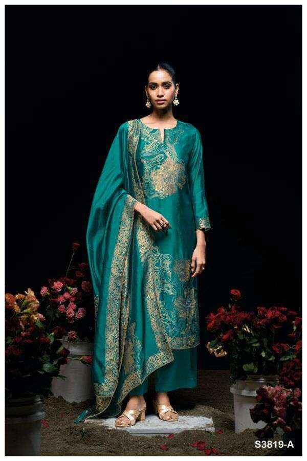 Ganga Nyasha 3819 Silk Jacquard Dress Material 4 pcs Catalogue