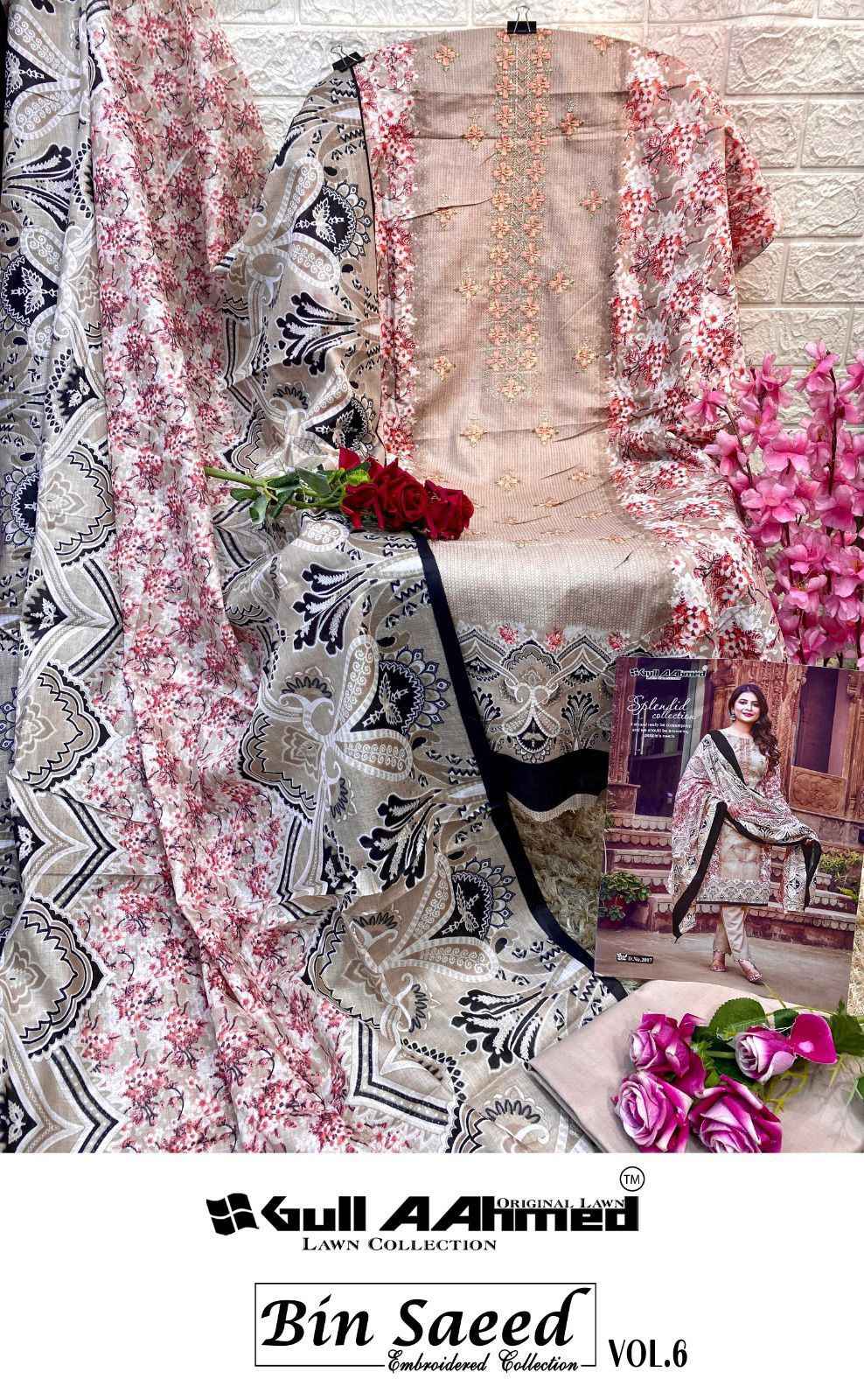 Gull Ahmed Bin Saeed Embroidered Collection Vol-6 Lawn Cotton Dress Material (6 pcs Catalogue)