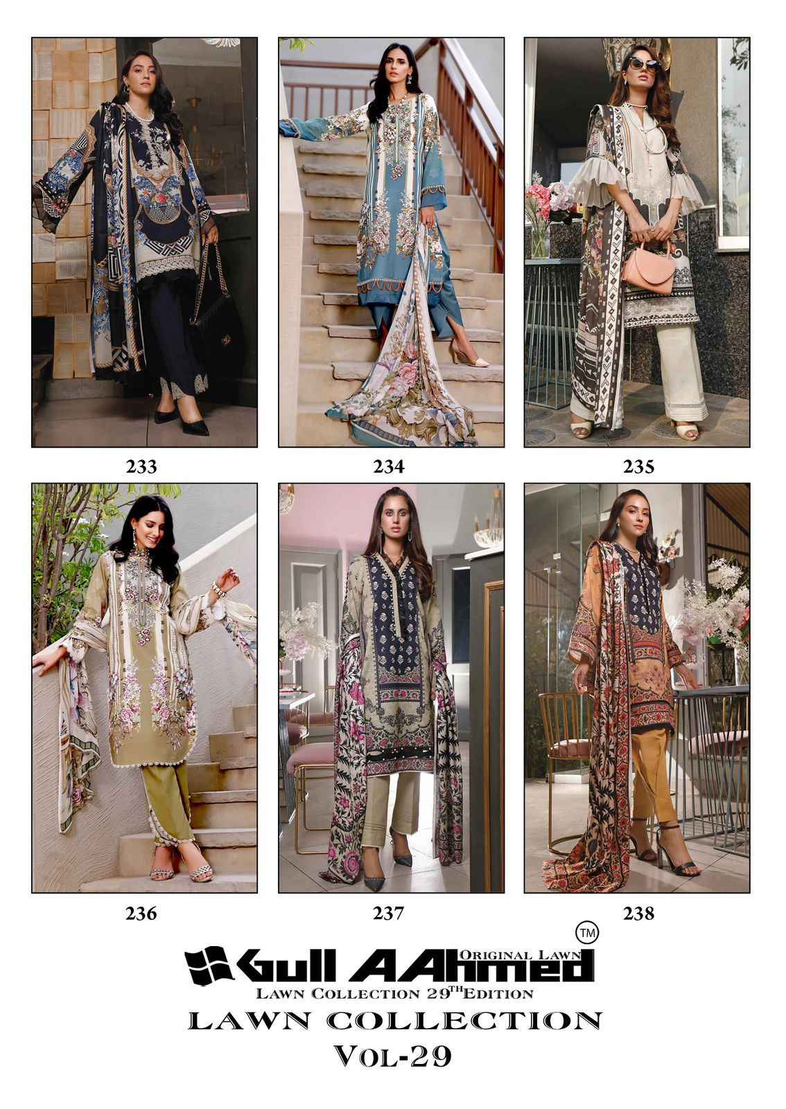 Gull Ahmed Gulahmed Vol-29 Pure Cambric Cotton Dress Material (6 Pc Catalouge)