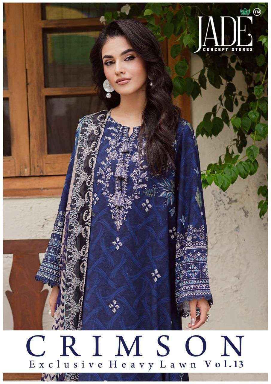 Jade Crimson Vol-13 Lawn Cotton Dress Material (6 pc Cataloge)