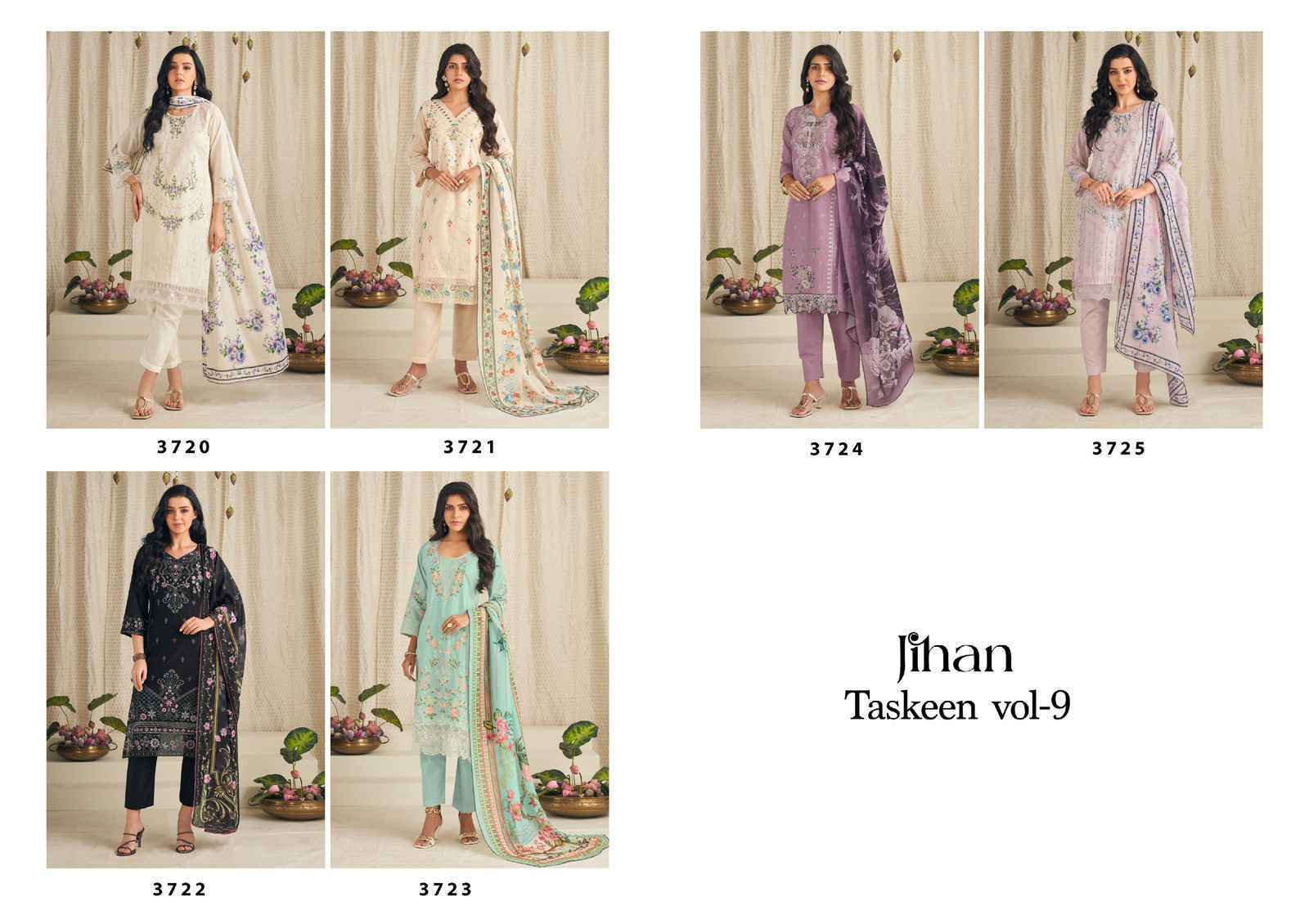 Jihan Taskeen Vol 9 Cotton Dress Material 6 pcs Catalogue