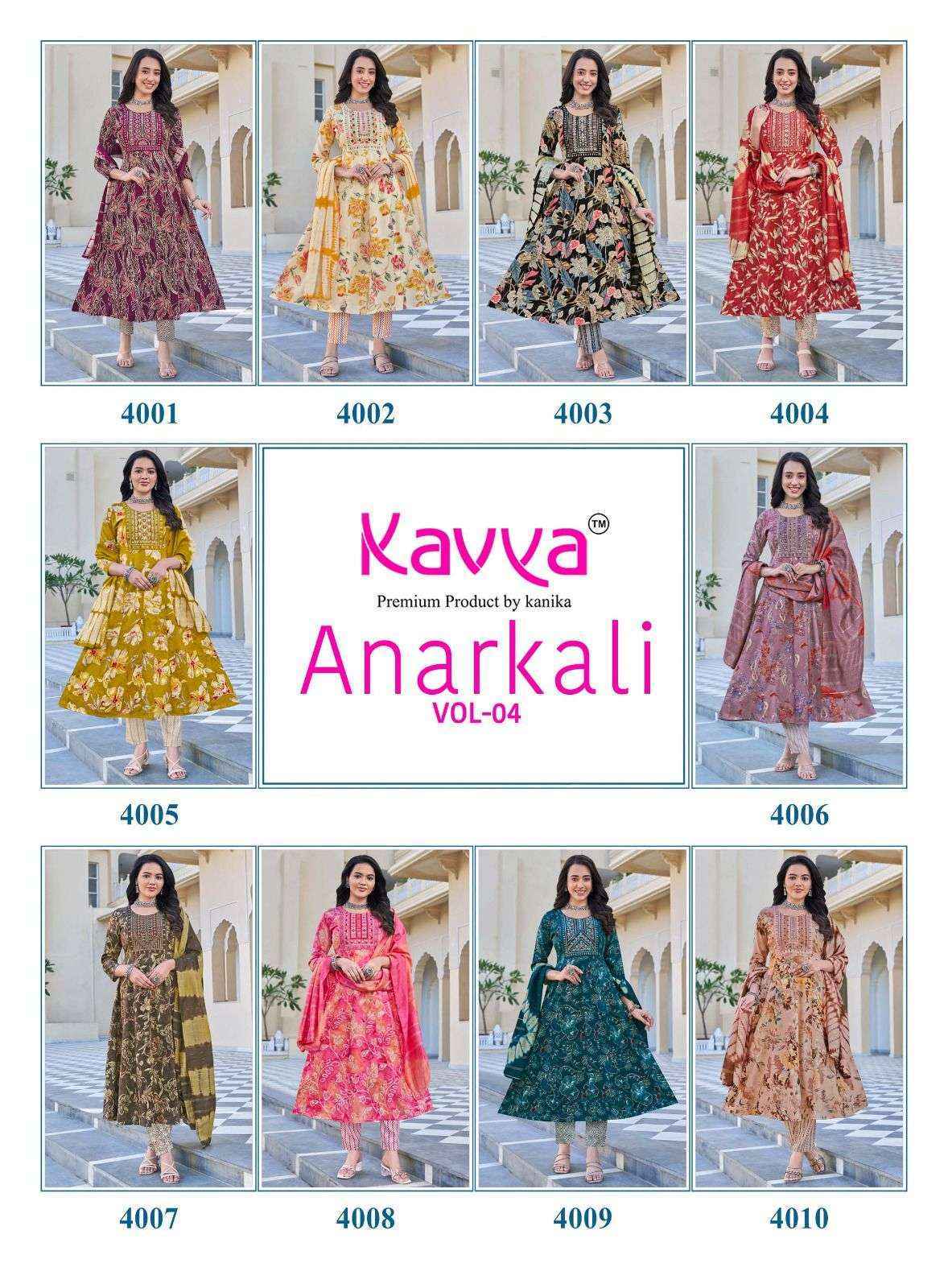 Kavya Anarkali Vol-4 Rayon Readymade Suit (10 pcs Catalogue)