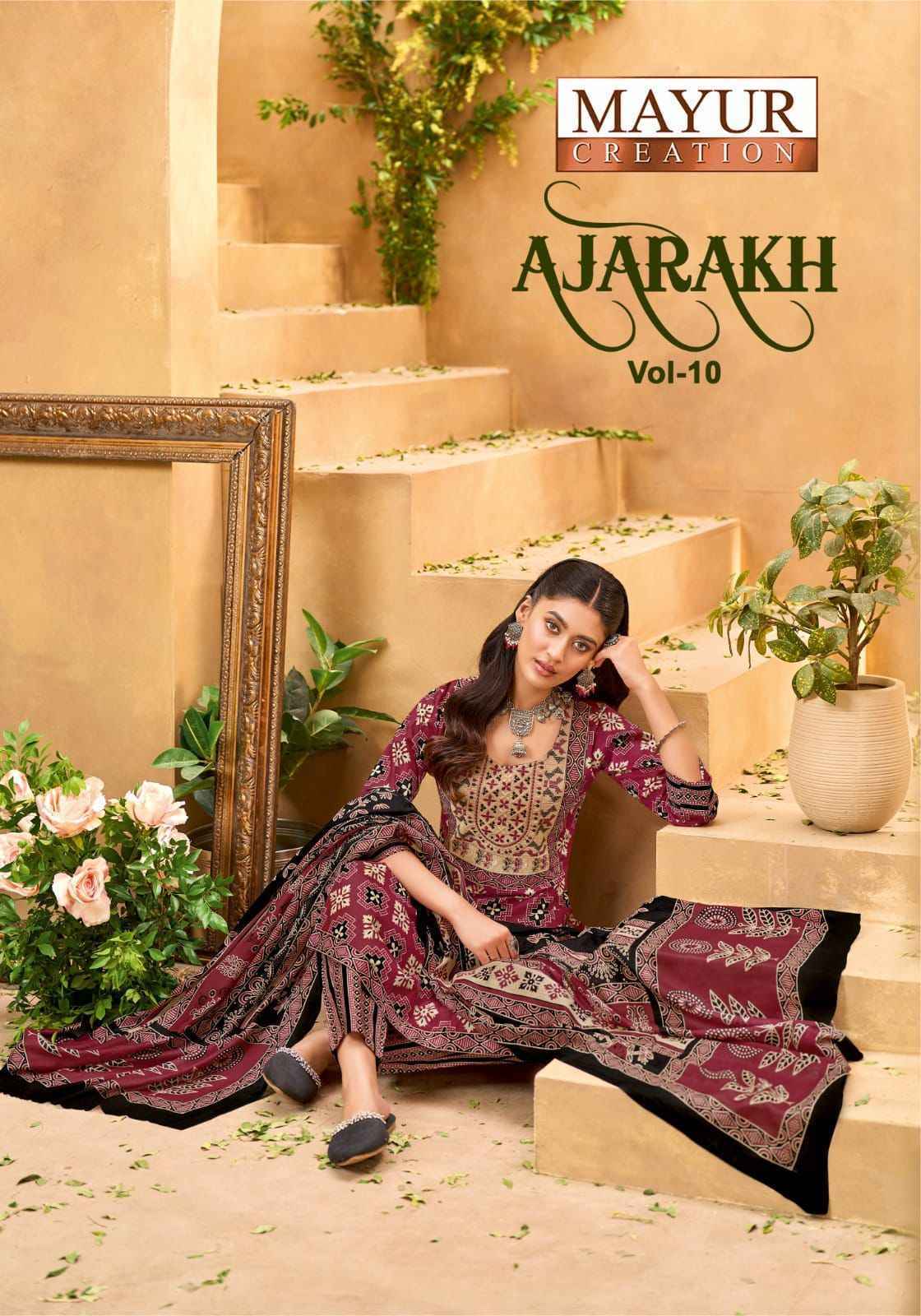 Mayur Creation Ajarakh Vol 10 Readymade Cotton Dress 10 pcs Catalogue