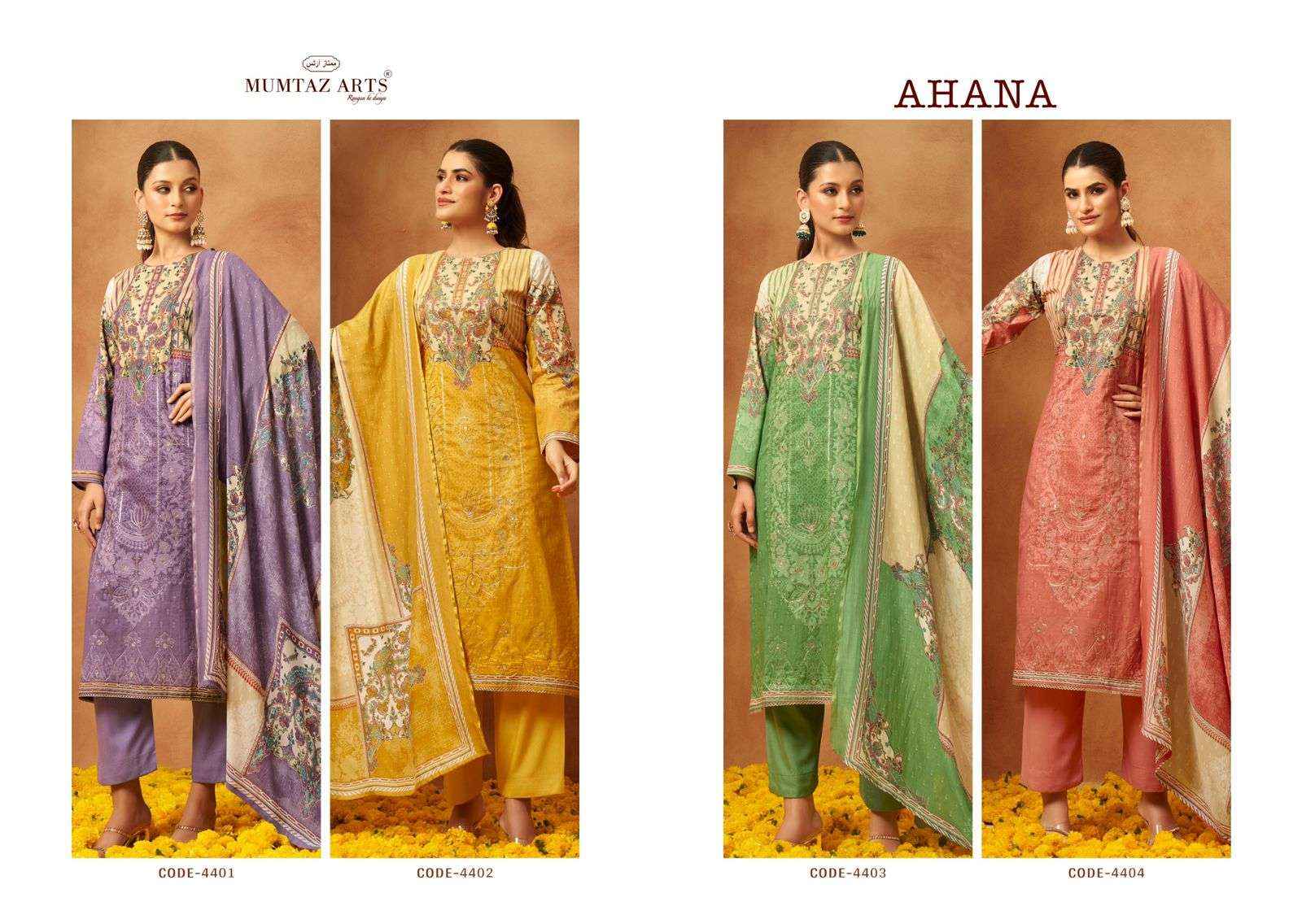 Mumtaz Arts Ahana Pure Viscose Jam Dress Material (4 pcs Catalogue)