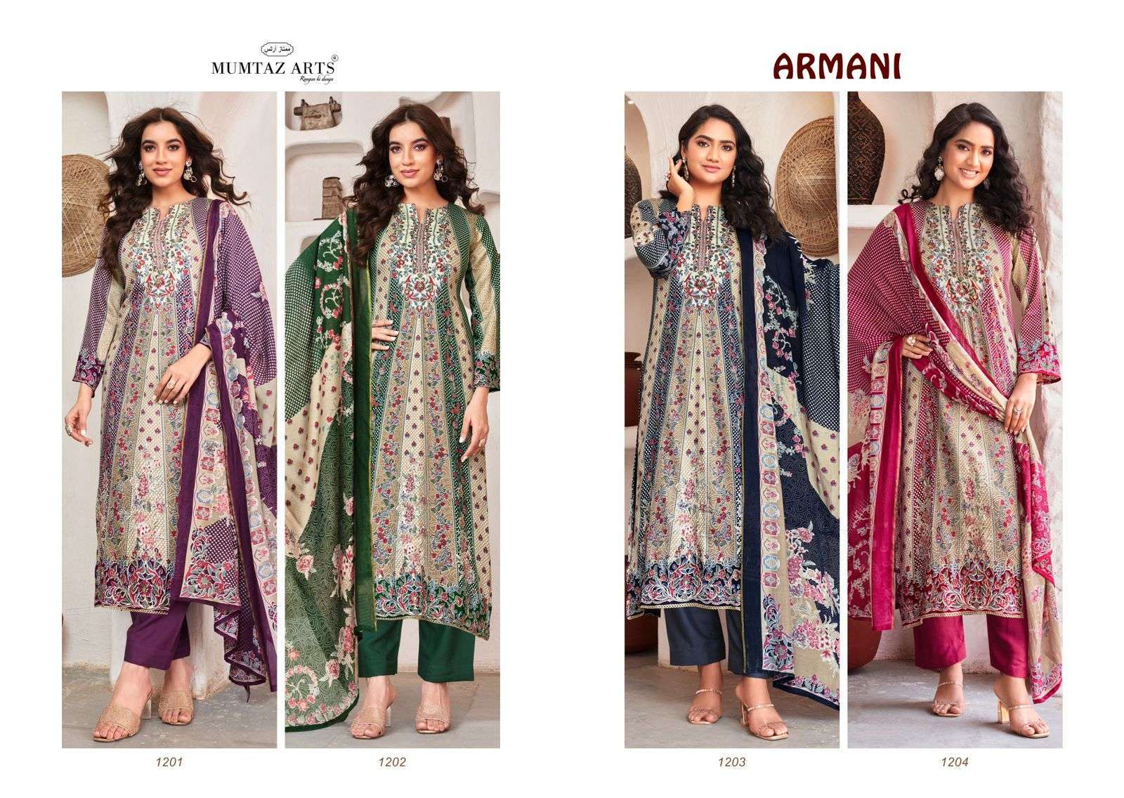 Mumtaz Arts Armani Pure Viscose Jam Dress Material (4 pcs Catalogue)