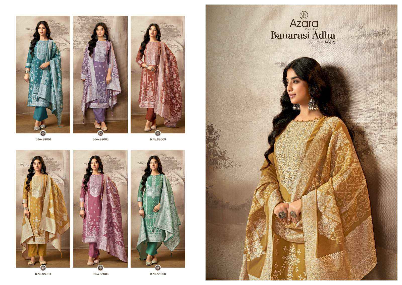 Radhika Fashion Azara Banarashi Adah Vol-8 Cotton Jacquard Dress Material (6 pcs Catalogue)