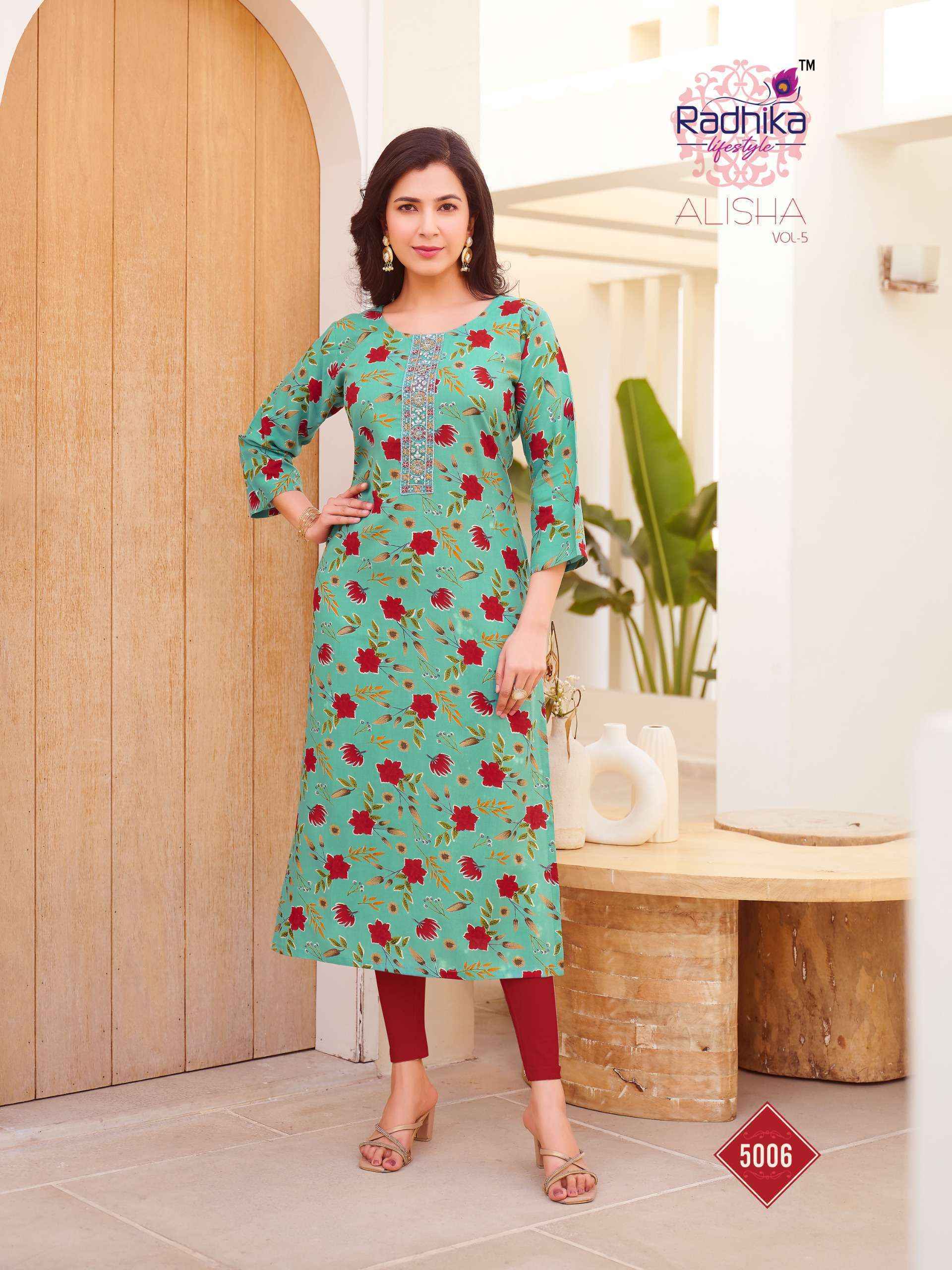Radhika Lifestyle Alisha Vol-5 Rayon Kurti (10 Pc Catalog)