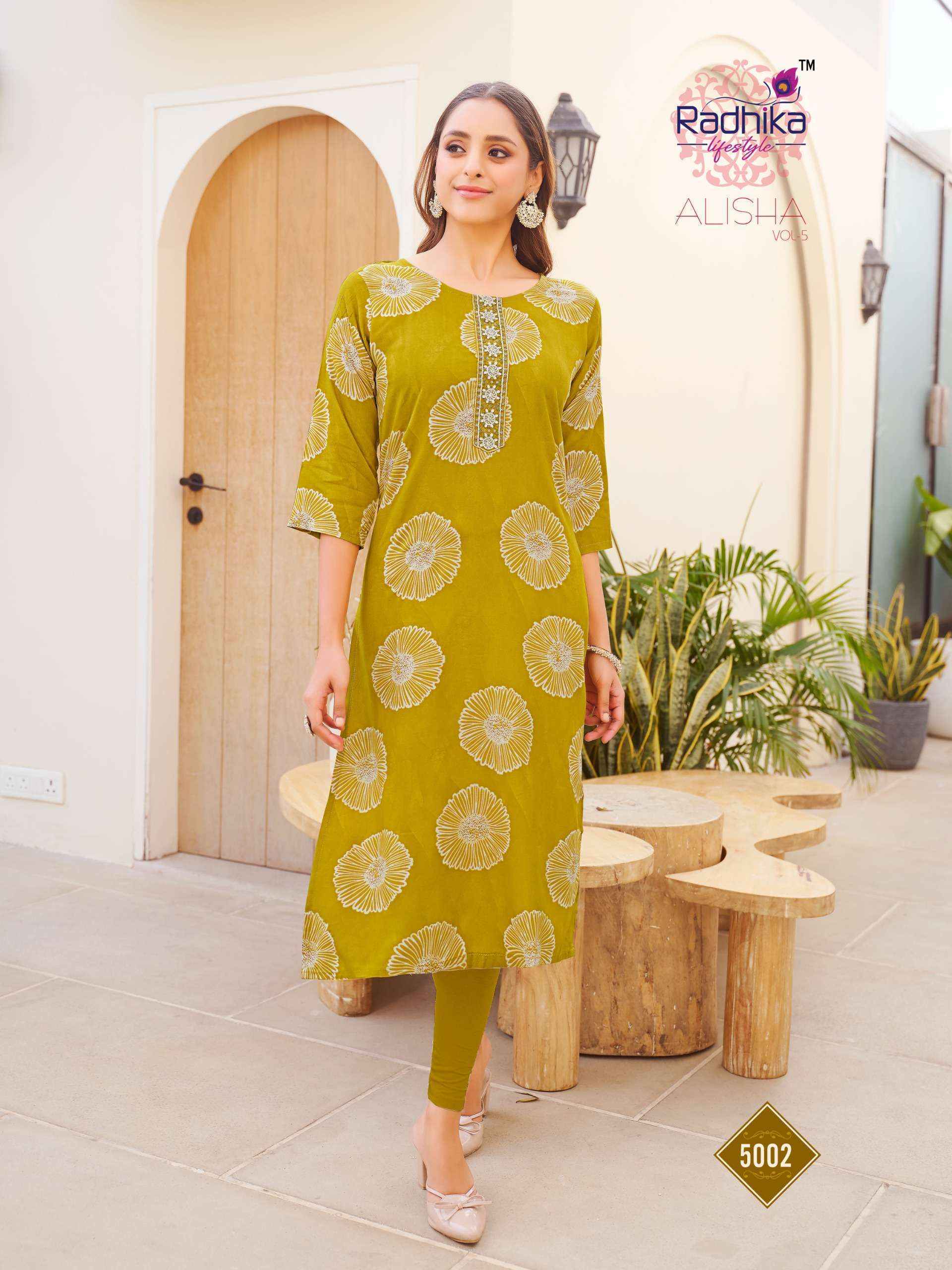 Radhika Lifestyle Alisha Vol-5 Rayon Kurti (10 Pc Catalog)