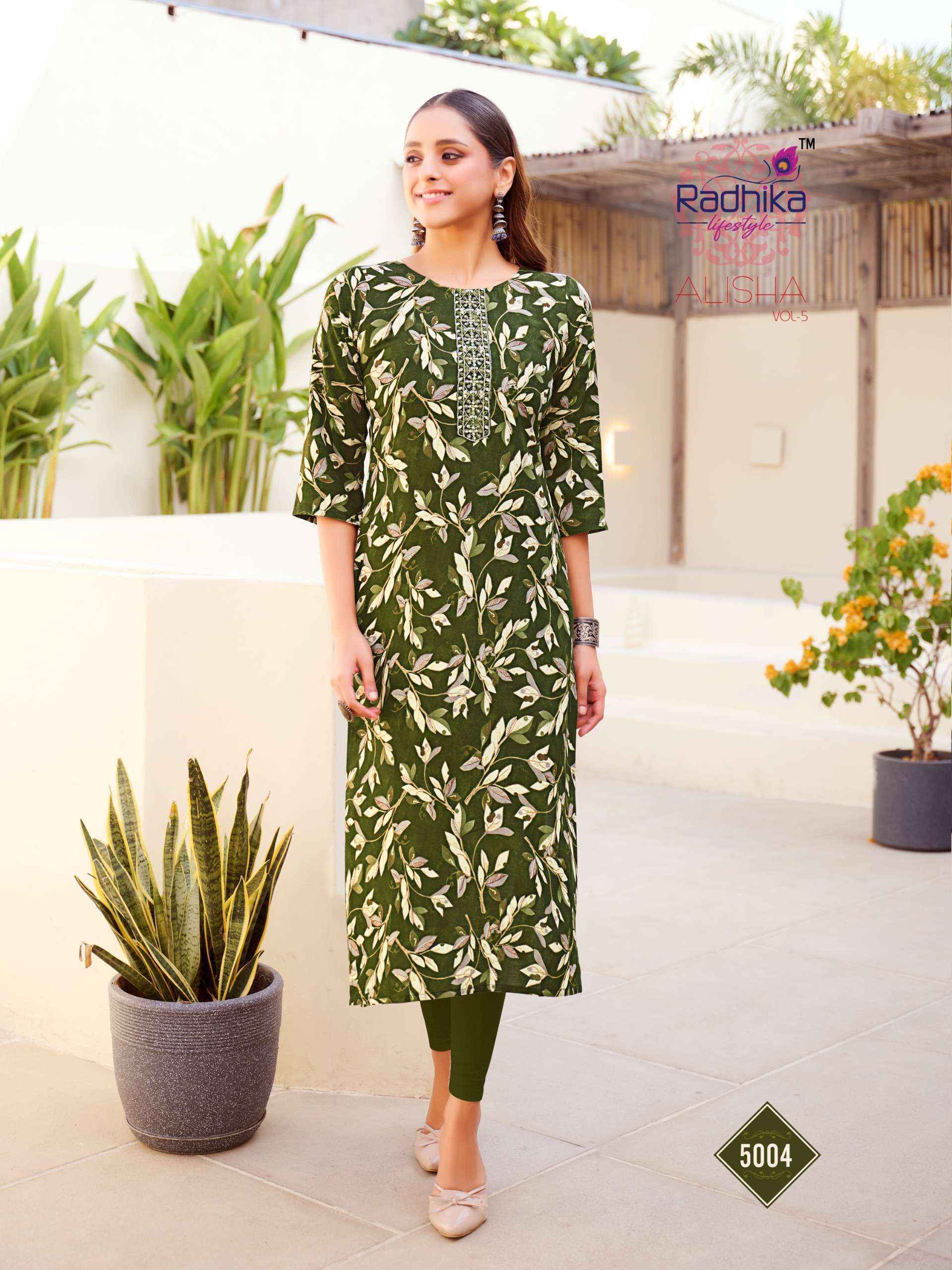 Radhika Lifestyle Alisha Vol-5 Rayon Kurti (10 Pc Catalog)