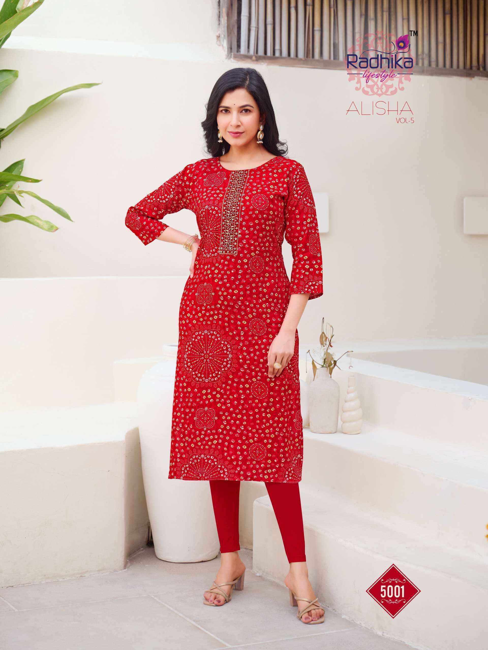 Radhika Lifestyle Alisha Vol-5 Rayon Kurti (10 Pc Catalog)