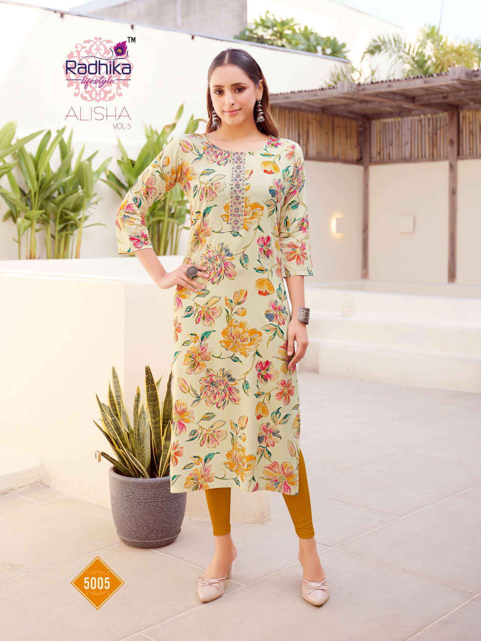 Radhika Lifestyle Alisha Vol-5 Rayon Kurti (10 Pc Catalog)