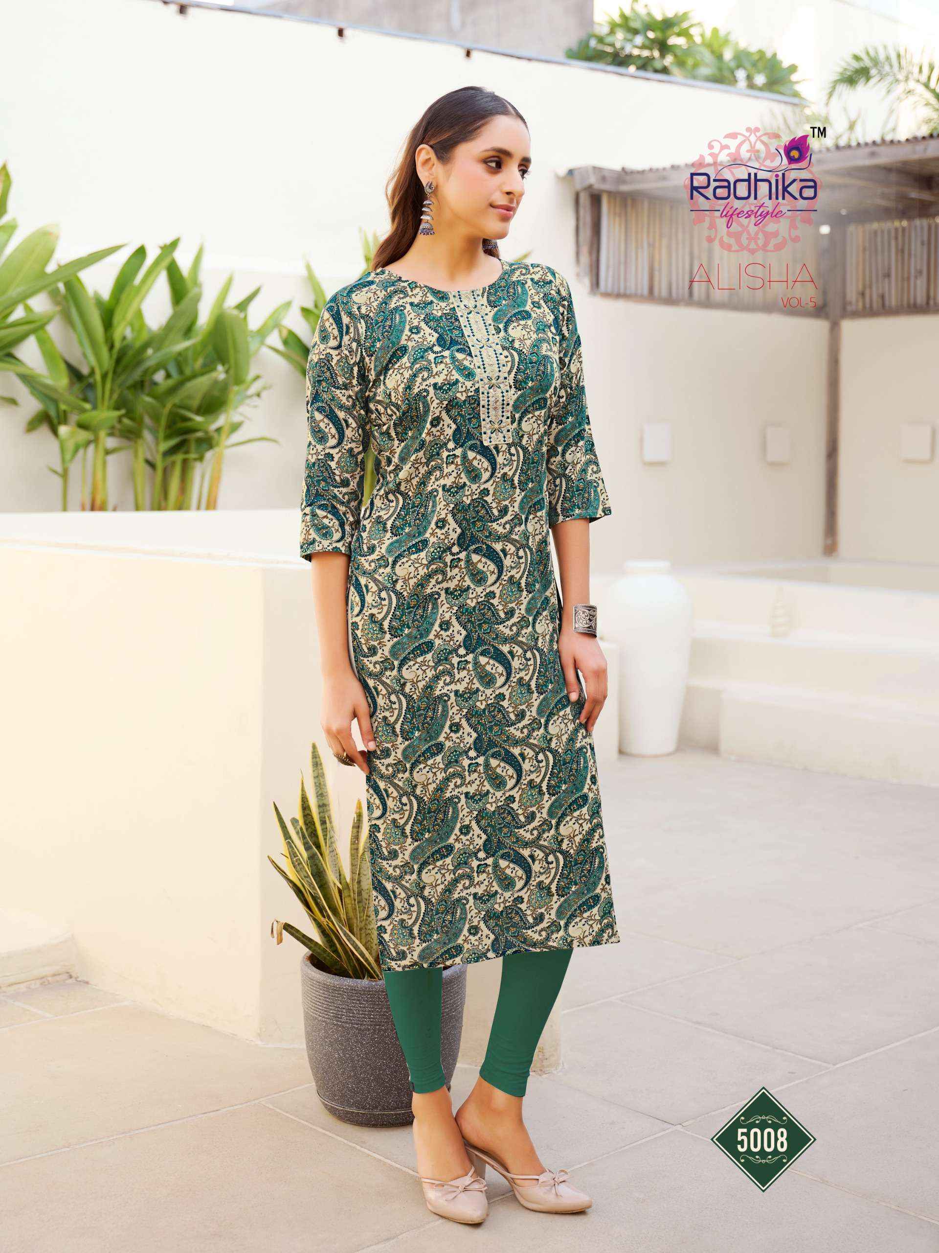 Radhika Lifestyle Alisha Vol-5 Rayon Kurti (10 Pc Catalog)