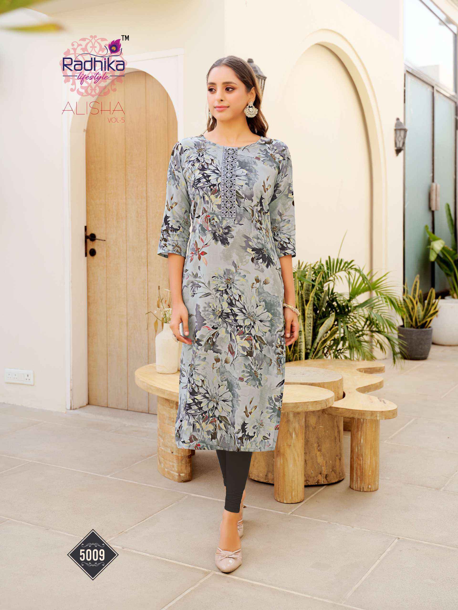 Radhika Lifestyle Alisha Vol-5 Rayon Kurti (10 Pc Catalog)