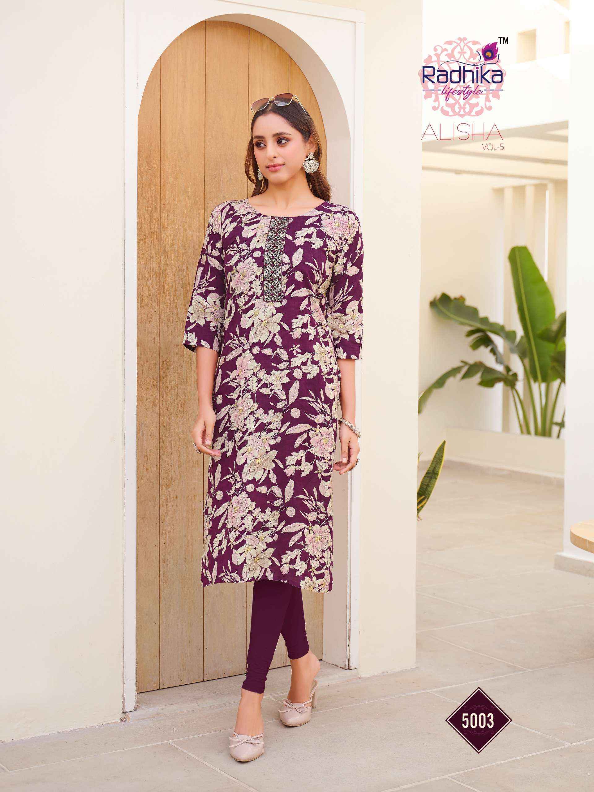 Radhika Lifestyle Alisha Vol-5 Rayon Kurti (10 Pc Catalog)