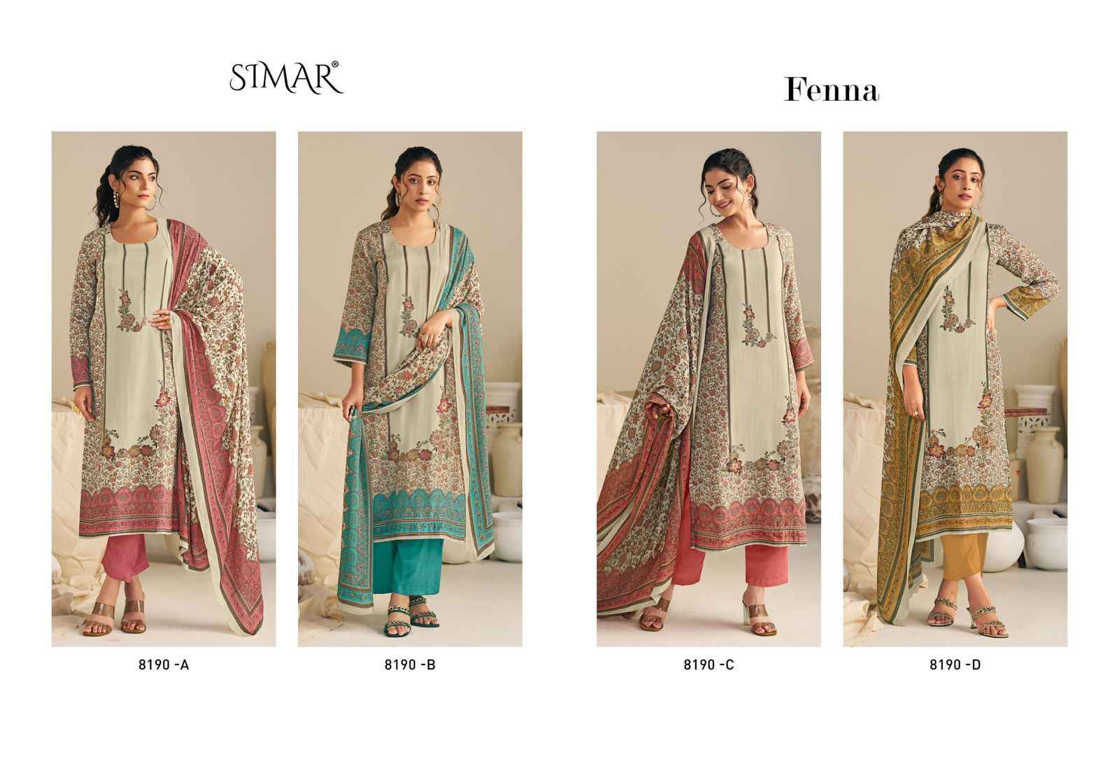 Simar Fenna Viscouse Pashmina Dress Material (4 pcs Catalogue)