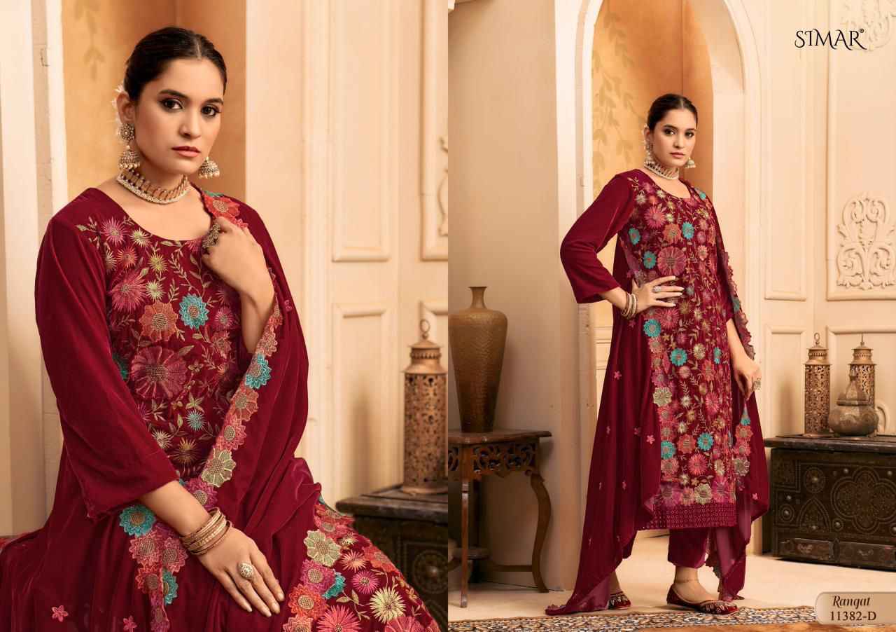 Simar Rangat-11382 Velvet Dress Material (4 pcs Catalogue)