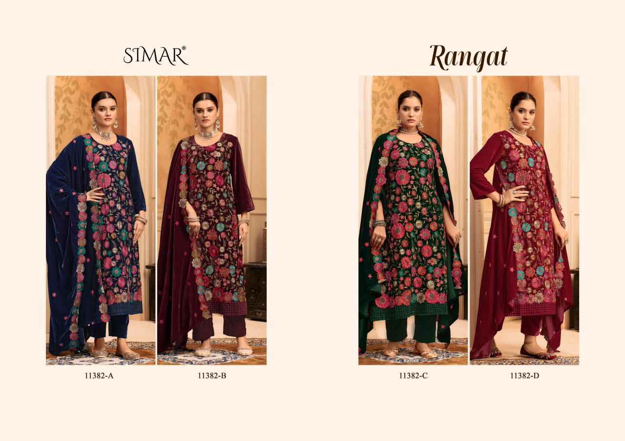 Simar Rangat-11382 Velvet Dress Material (4 pcs Catalogue)
