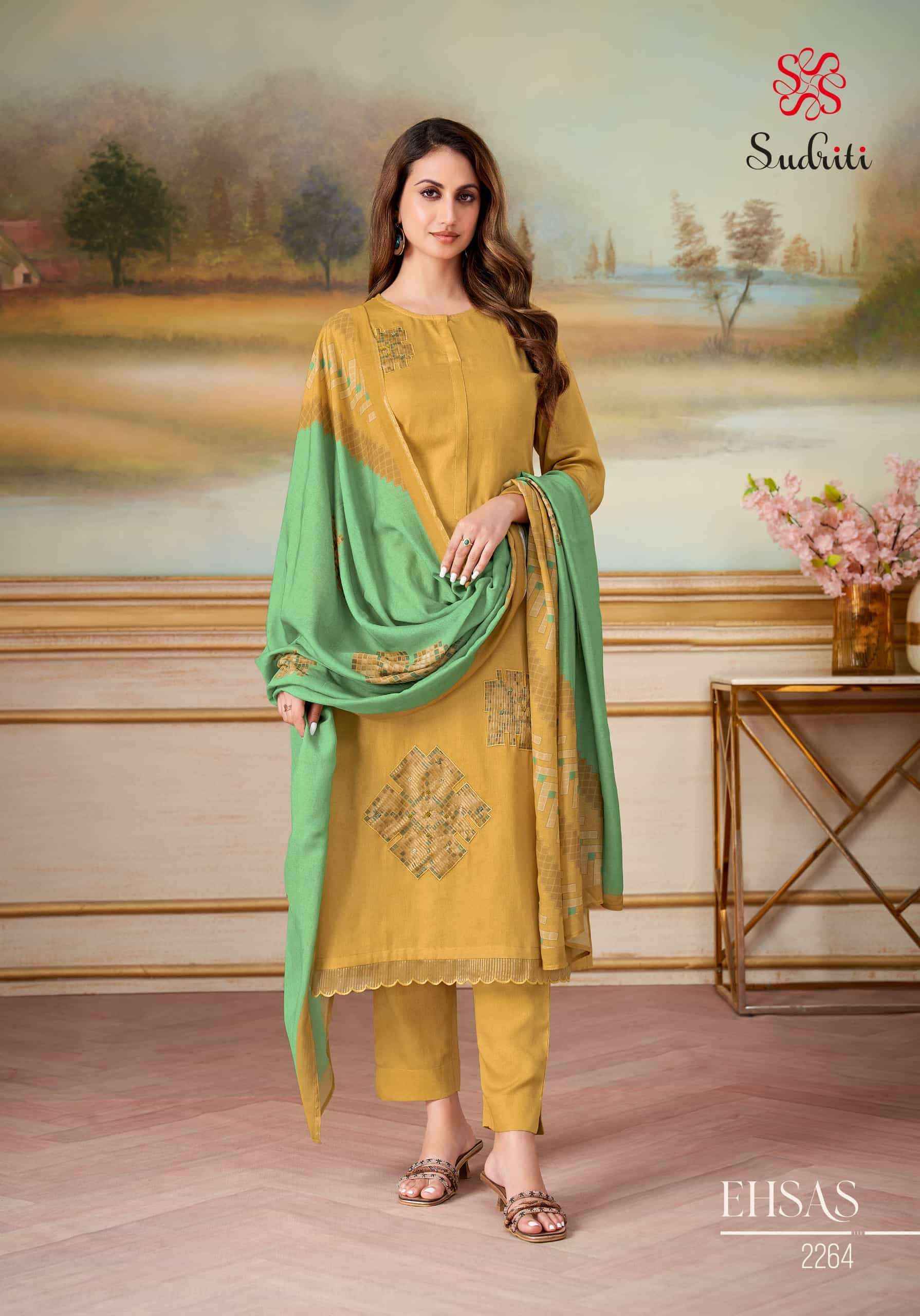 Sudriti Ehsas Cosmos Satin Dress Material (6 pcs Catalogue)