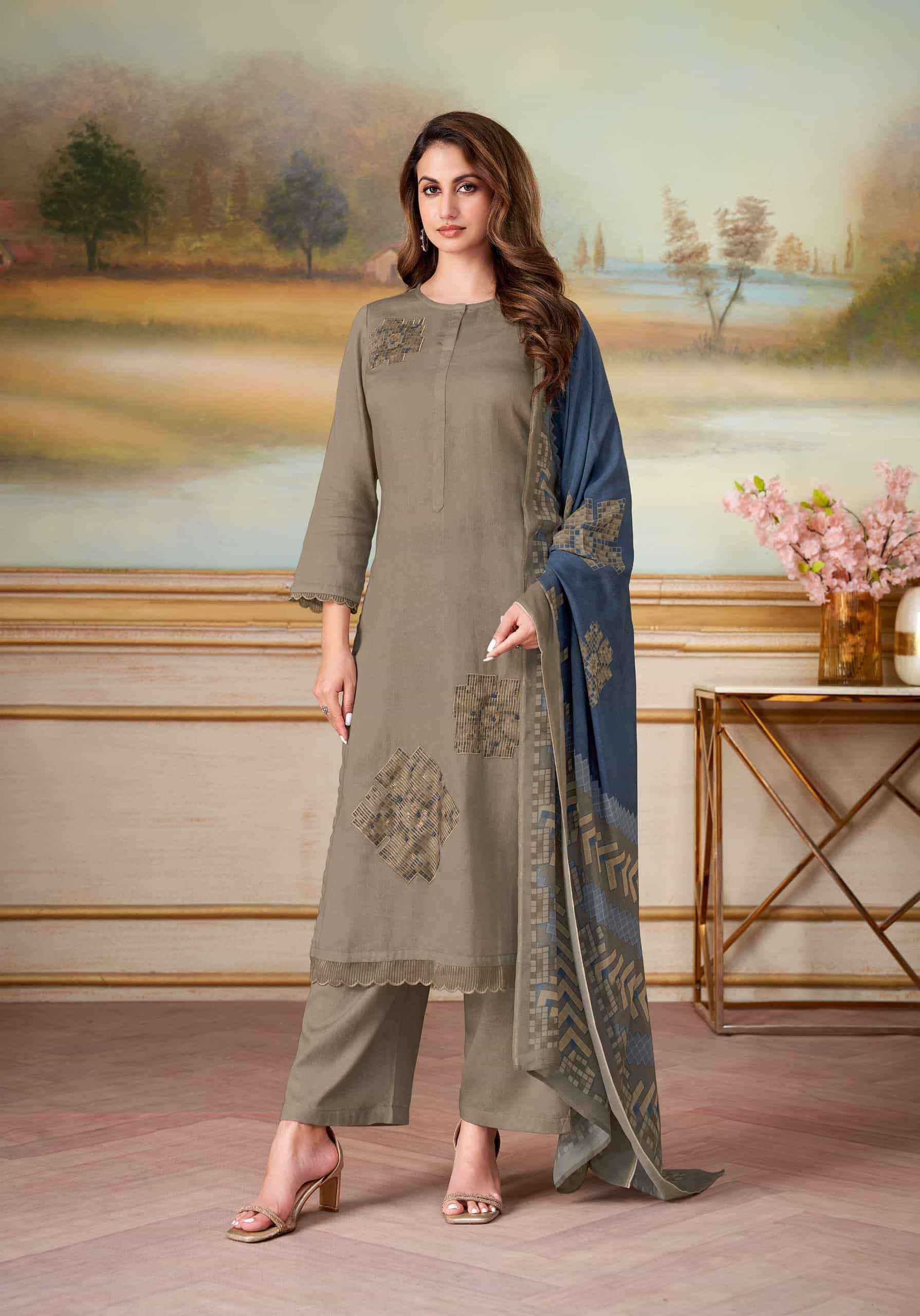 Sudriti Ehsas Cosmos Satin Dress Material (6 pcs Catalogue)