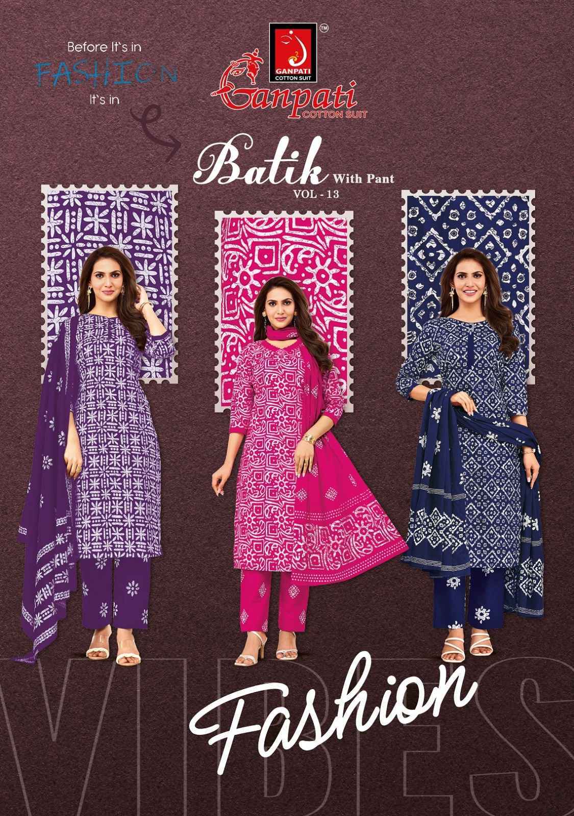Ganpati Batik Vol-13 Readymade Cotton Dress (15 pcs Catalogue)