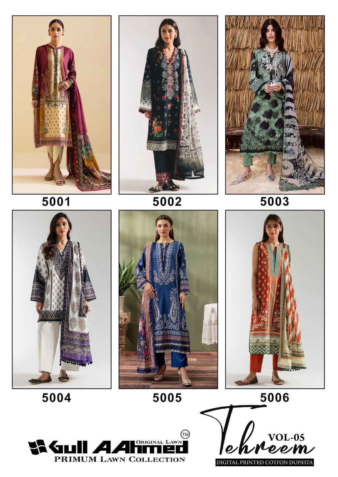 Gull Ahmed Tehreem Vol-5 Cambridge Cotton Dress Material (6 Pc Catalouge)